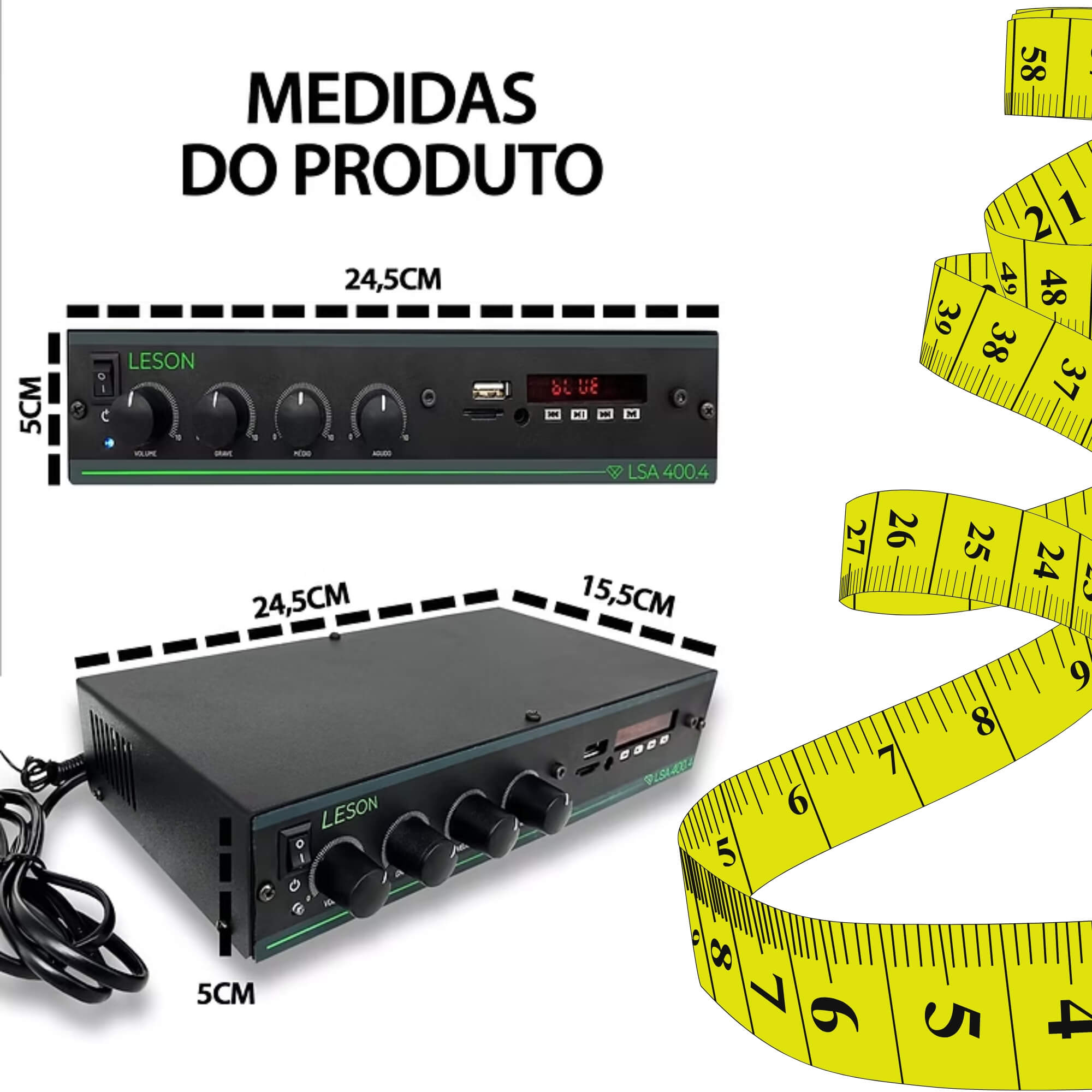 Amplificador LSA 400.4 60W RMS 4 Canais Bluetooth Usb Leson - 2AMPLS400