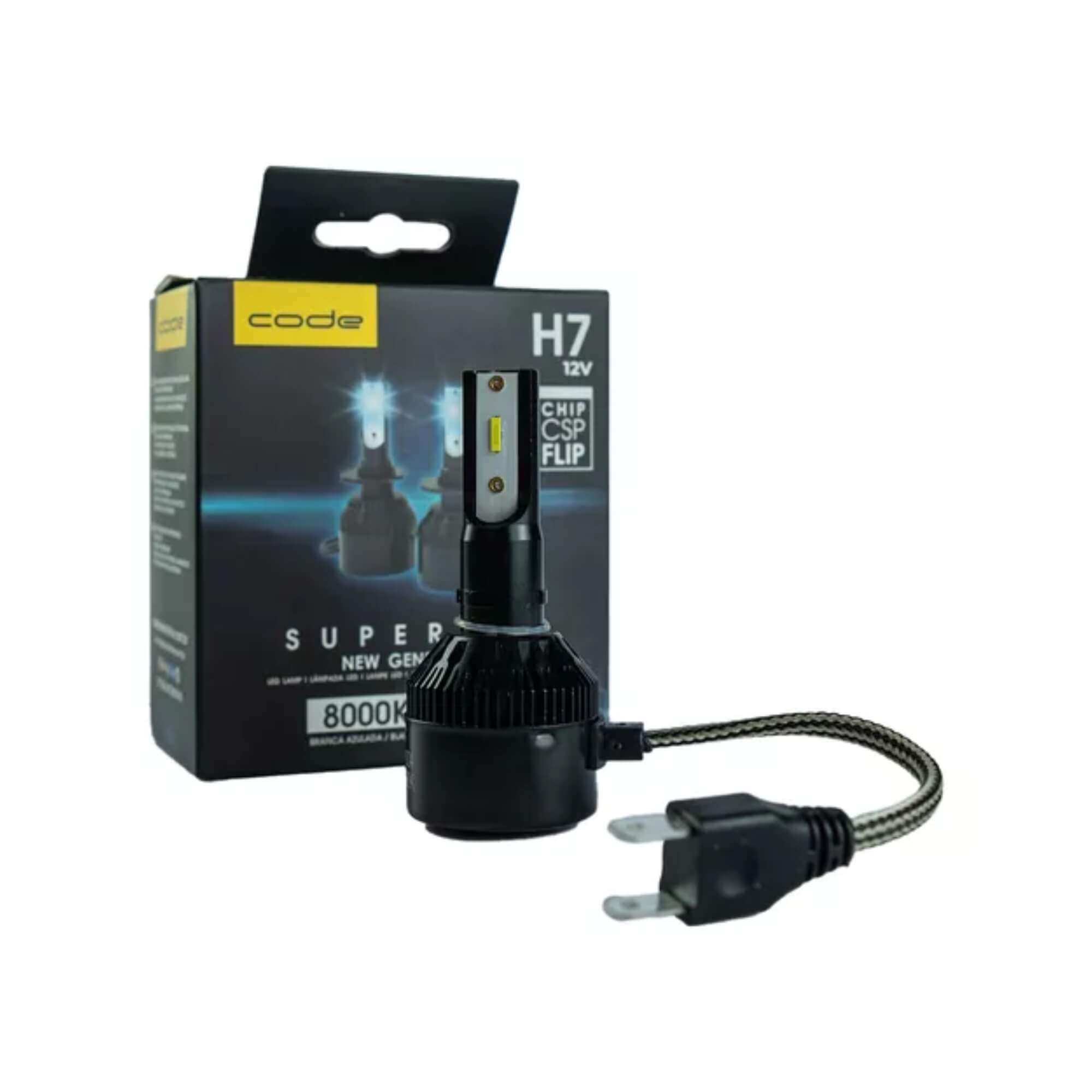 Lâmpada Automotiva Led 12V DC 8000K H7 3200 Lúmens com 2 unidades Code Tech One - KC-F-6129