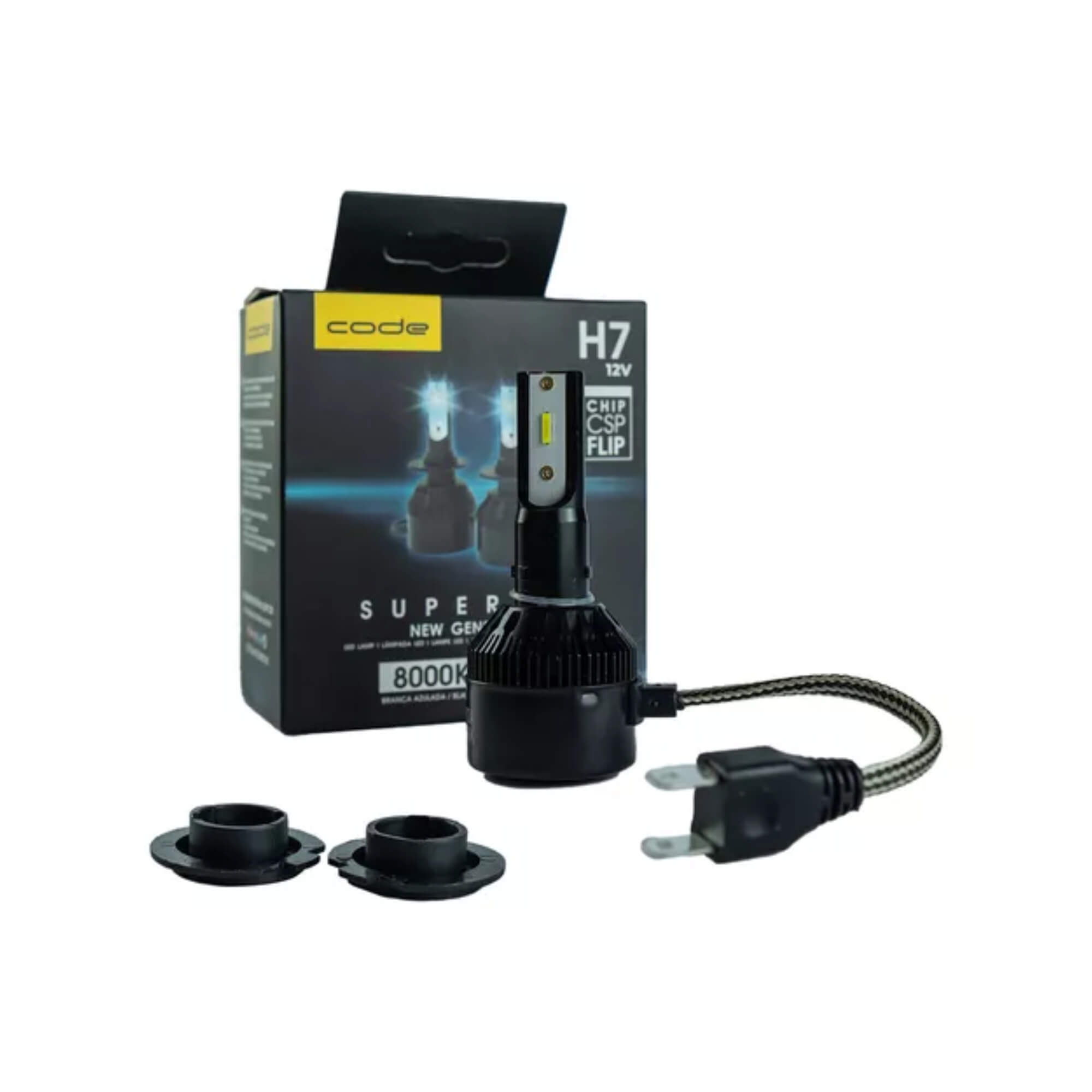 Lâmpada Automotiva Led 12V DC 8000K H7 3200 Lúmens com 2 unidades Code Tech One - KC-F-6129