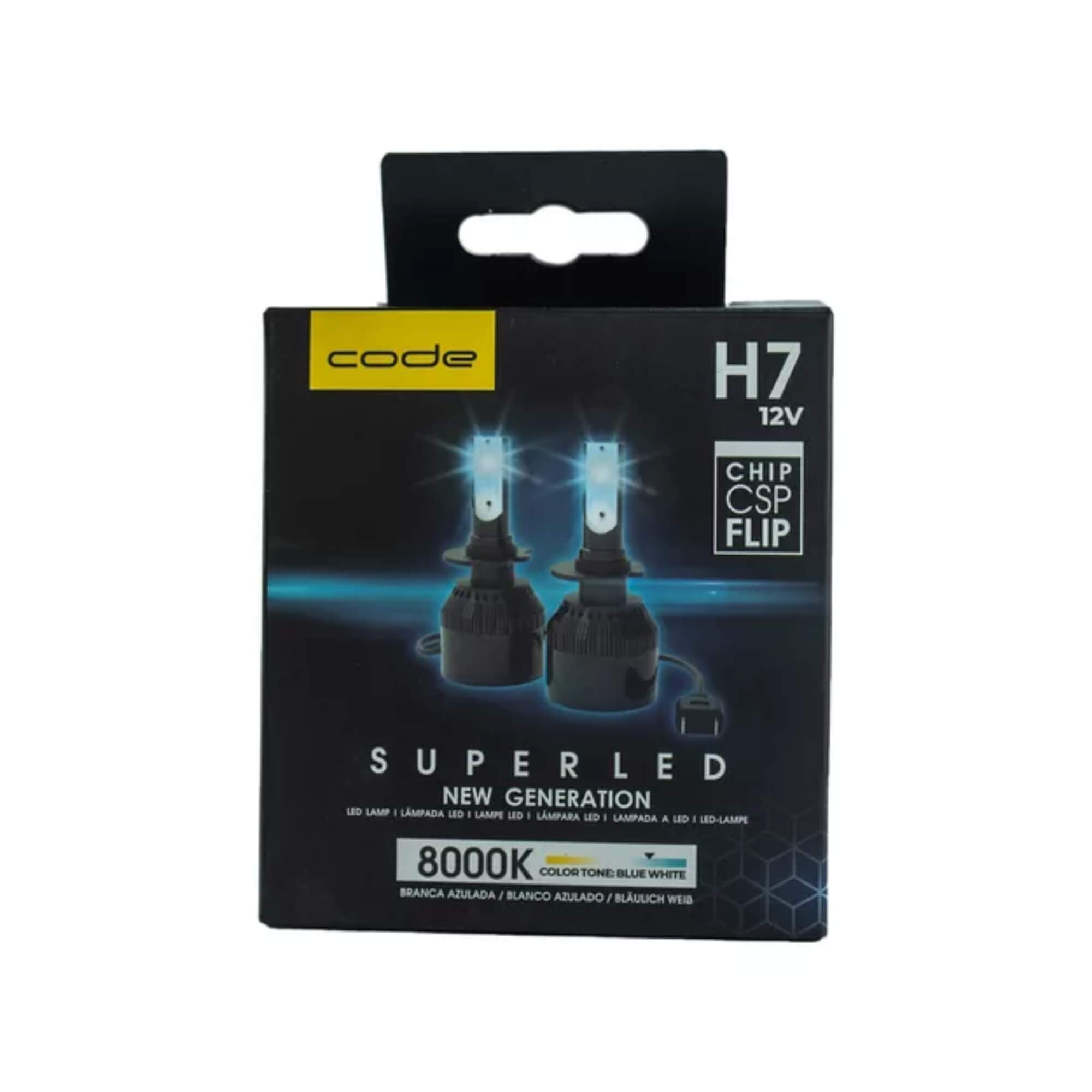 Lâmpada Automotiva Led 12V DC 8000K H7 3200 Lúmens com 2 unidades Code Tech One - KC-F-6129