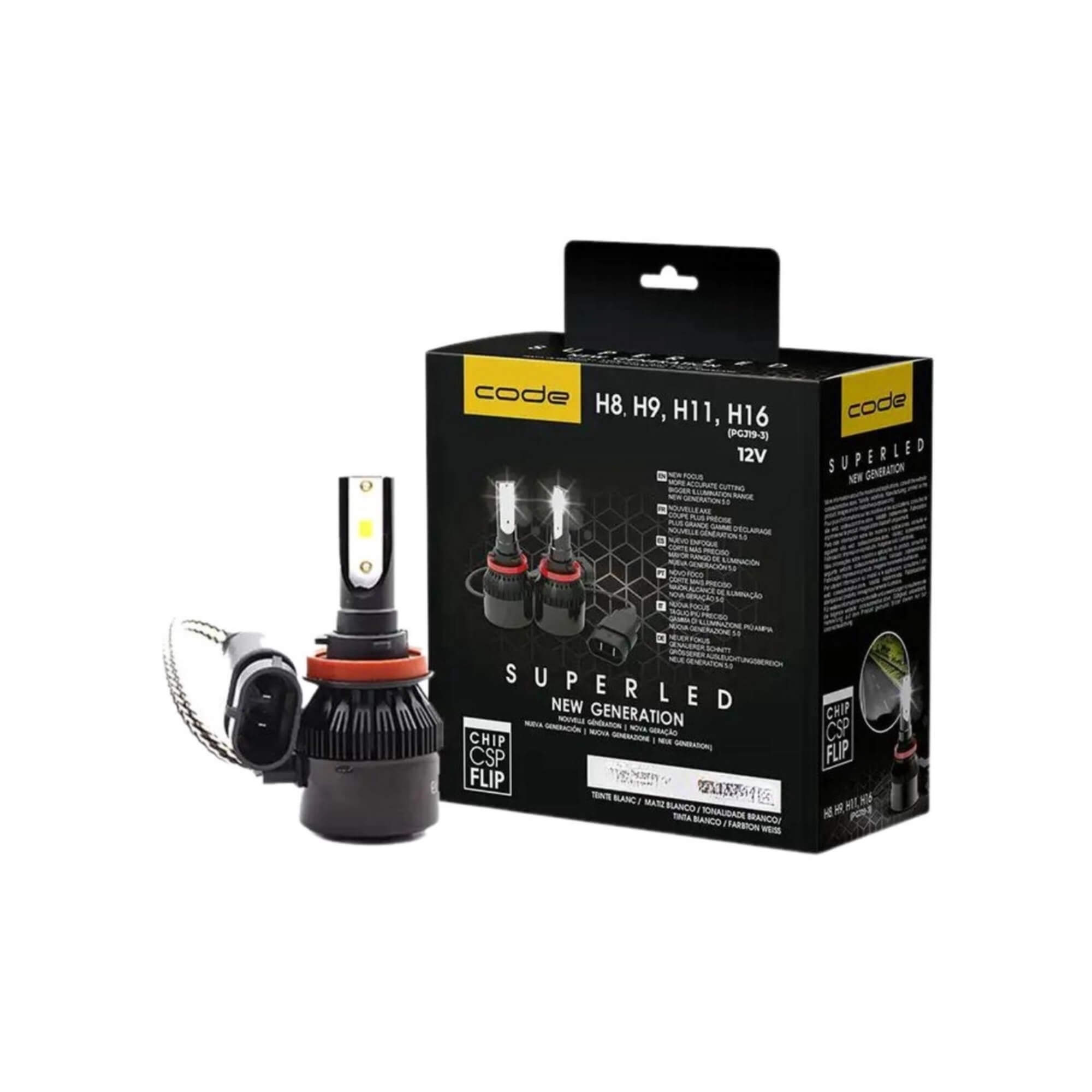 Kit 02 Lâmpadas Automotivas Led Encaixe H8 H9 H11 H16 8000K 12V Tech One - KC-F-6130