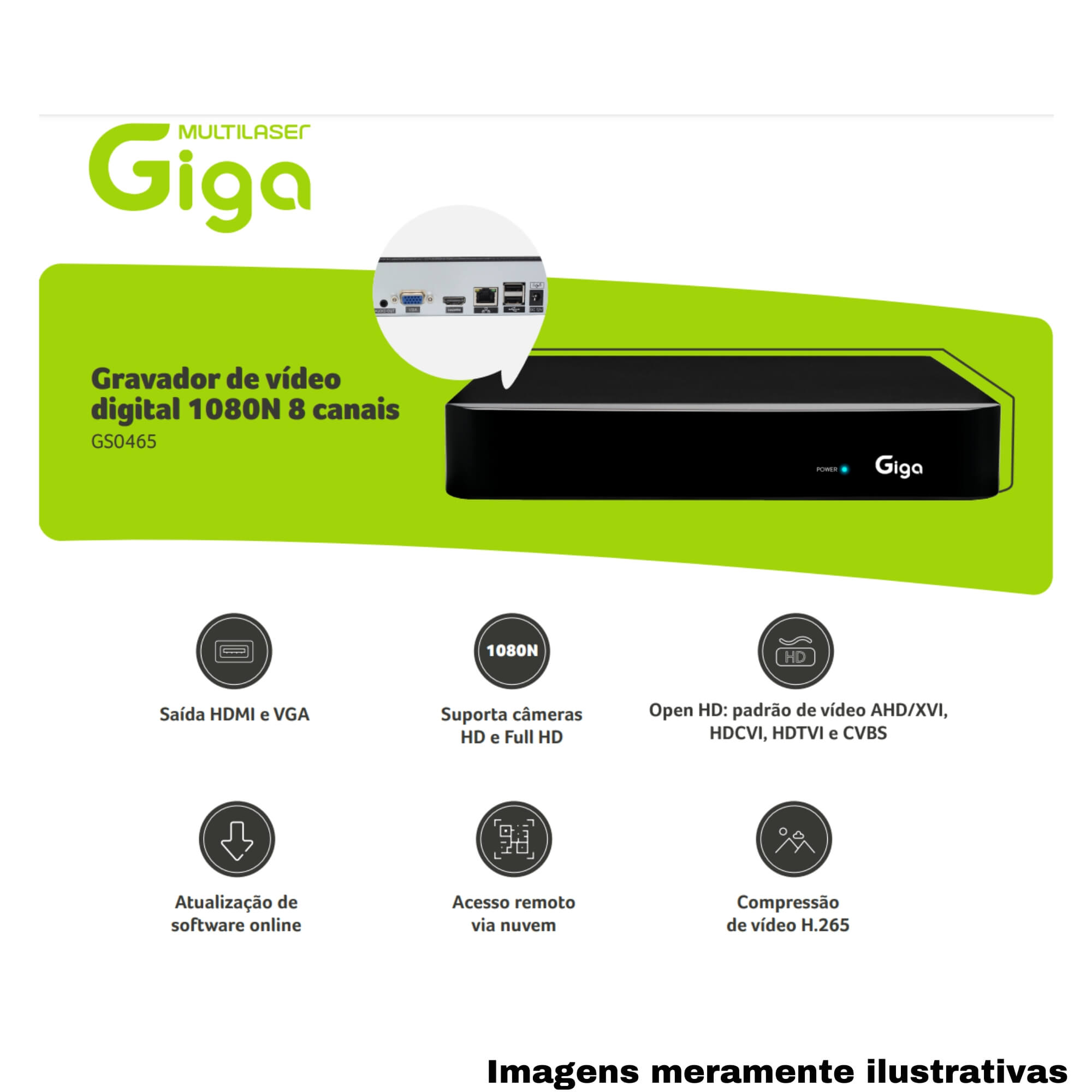 COMP Kit DVR 1080N 8 Canais + HD Seagate Skyhawk 2TB 7200RPM 256MB + Câmera Dome 1080P Orion IR 20M
