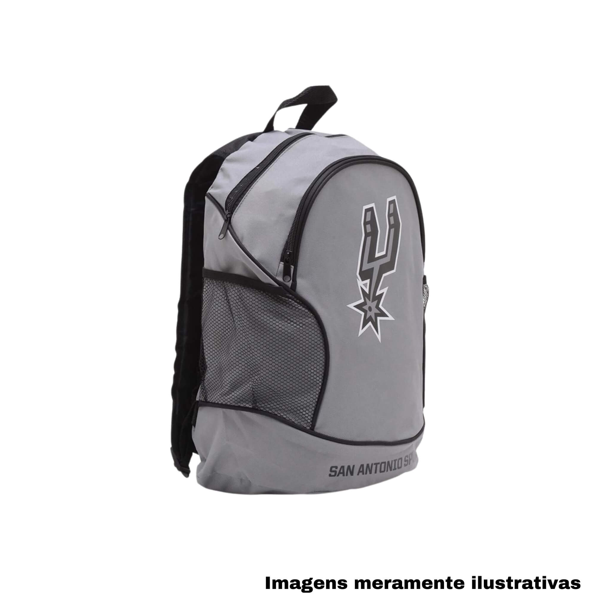COMP Kit Bola de Basquete PU Nº 7 Pro Ball + Mochila Ziper Duplo San Antonio Spurs Futebol e Magia