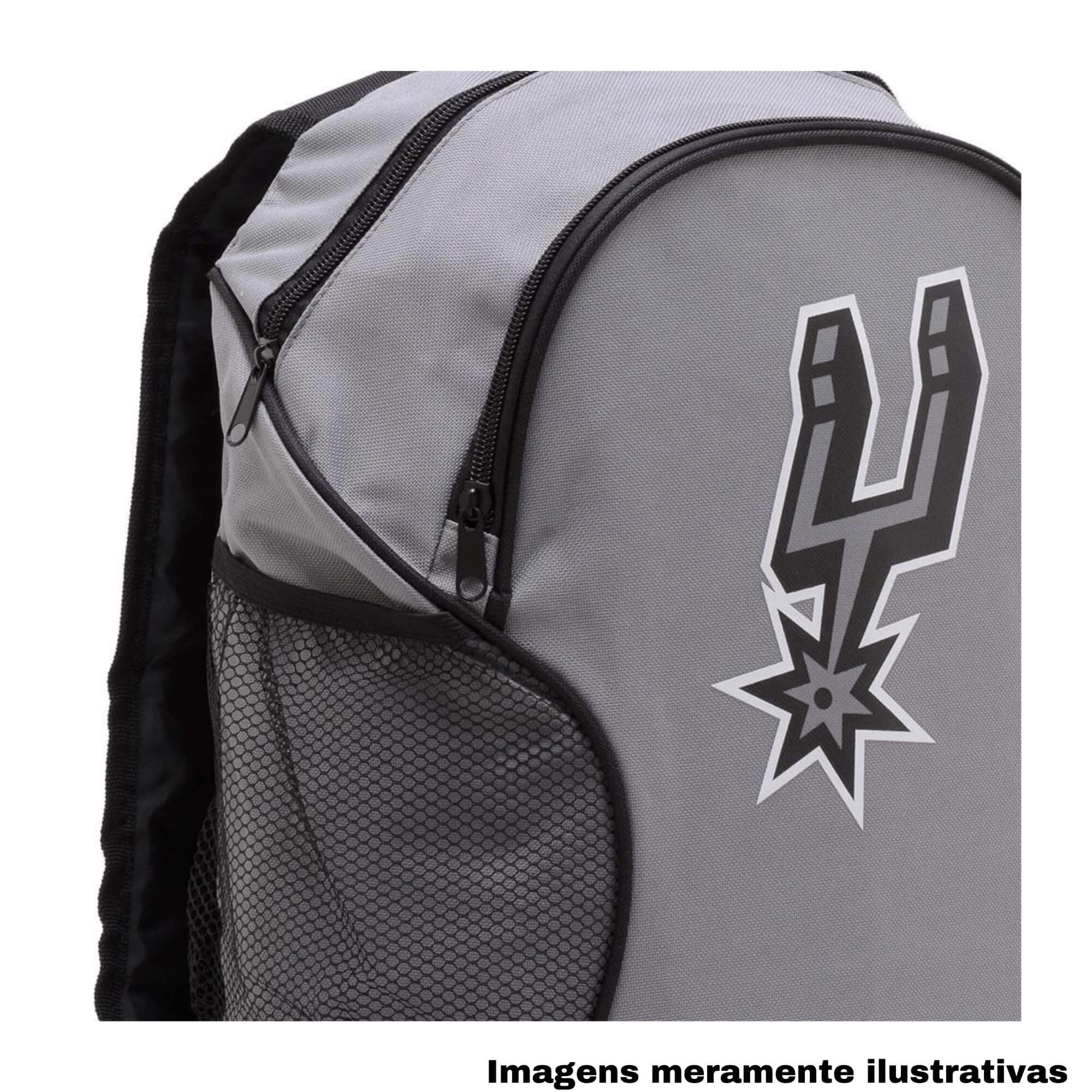 COMP Kit Bola de Basquete PU Nº 7 Pro Ball + Mochila Ziper Duplo San Antonio Spurs Futebol e Magia