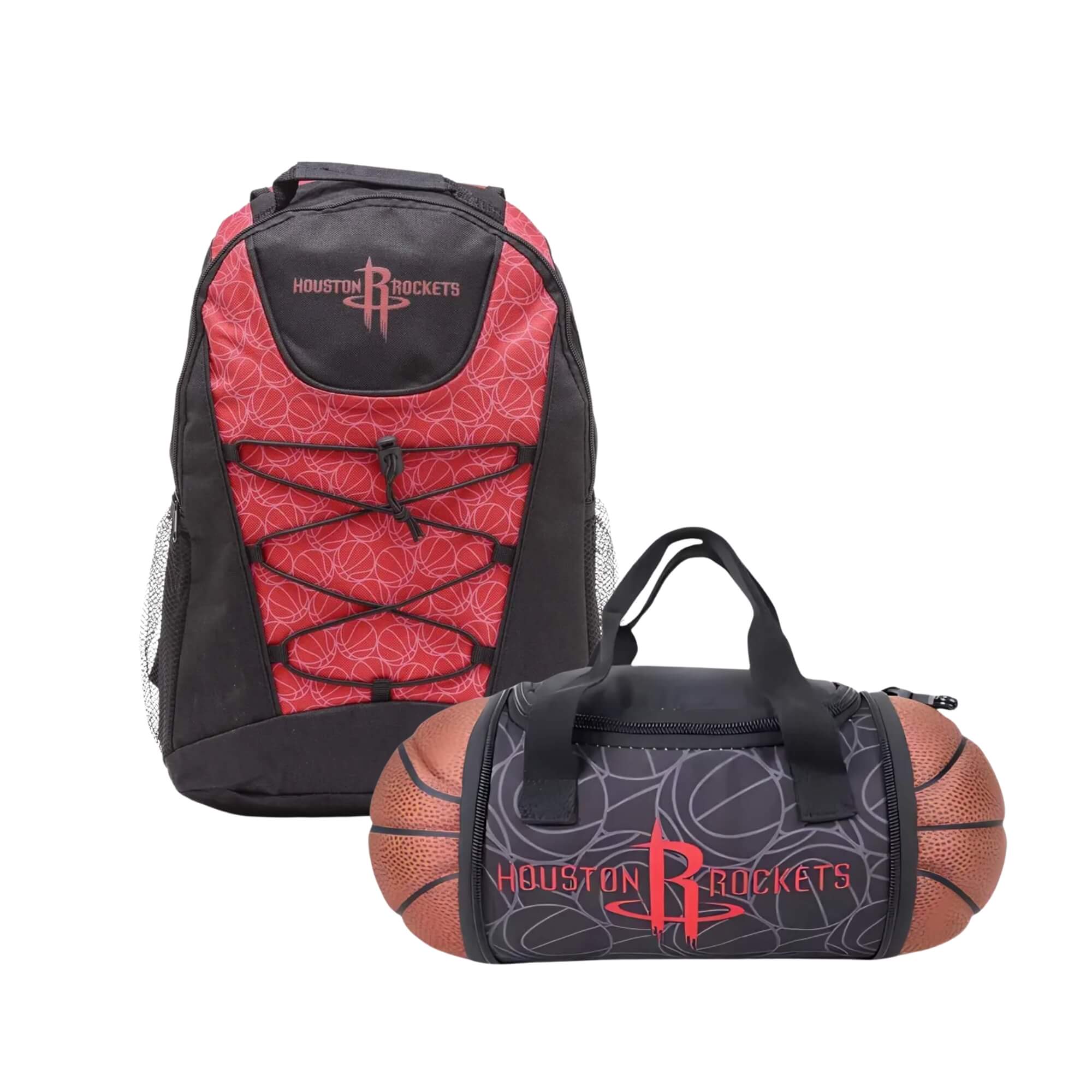 COMP Kit Mochila Bungee Houston Rockets + Lancheira Térmica Bola Houston Rockets Futebol e Magia