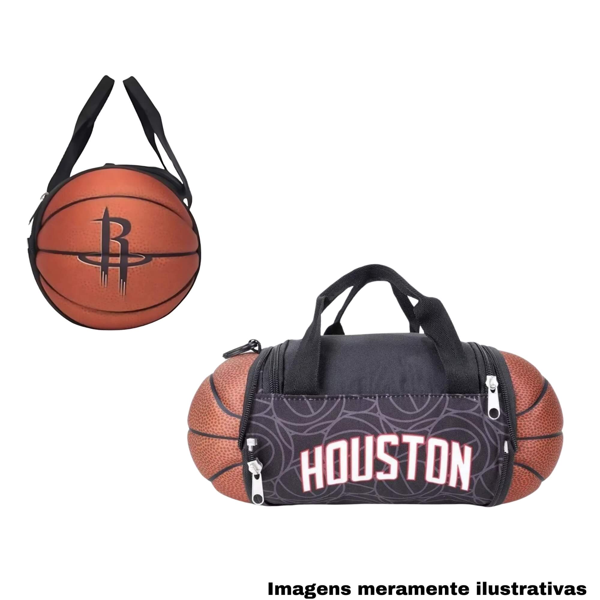 COMP Kit Mochila Bungee Houston Rockets + Lancheira Térmica Bola Houston Rockets Futebol e Magia