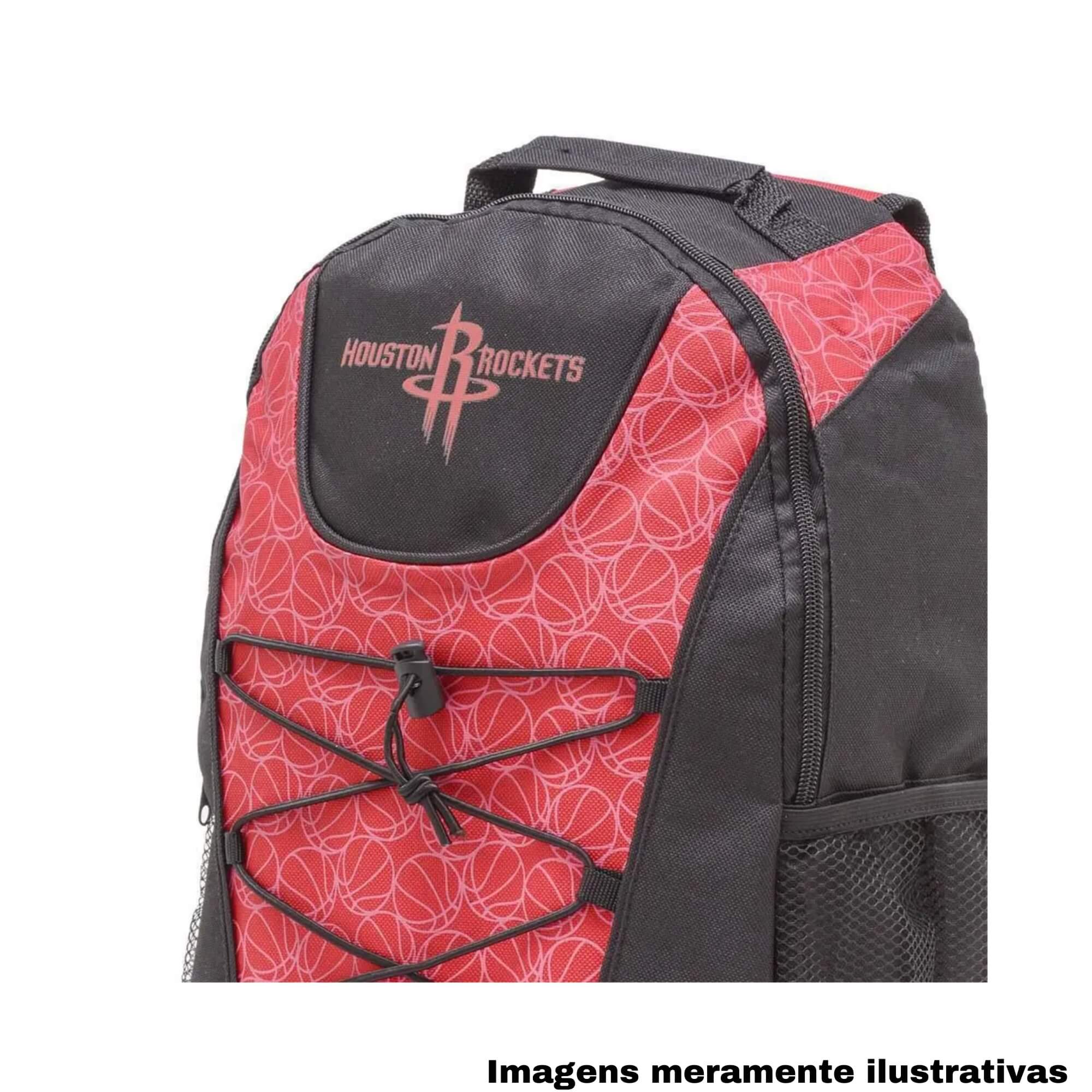 COMP Kit Mochila Bungee Houston Rockets + Lancheira Térmica Bola Houston Rockets Futebol e Magia