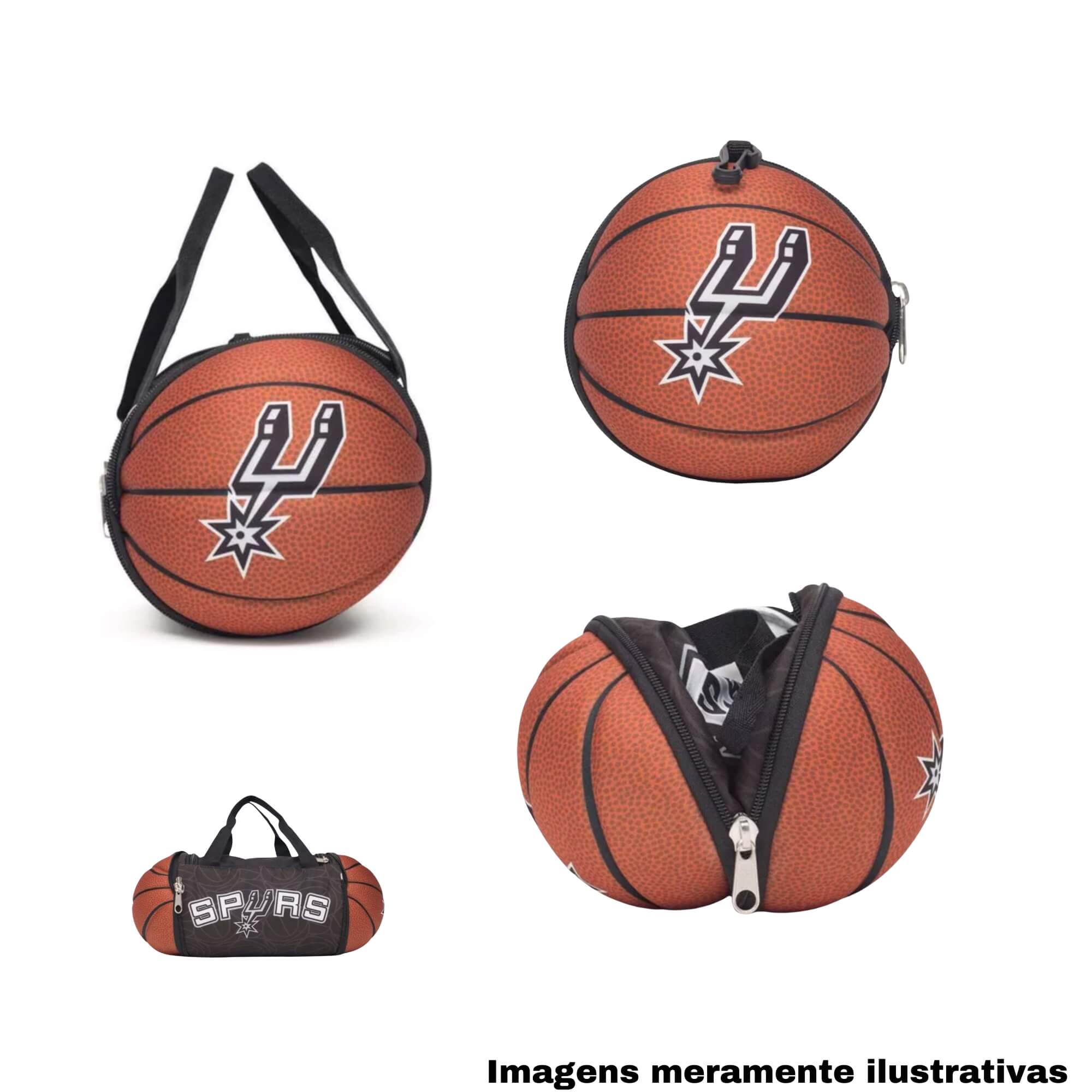 COMP Kit Mochila San Antonio Spurs + Bolsa Lancheira Termica Bola San Antonio Spurs Futebol e Magia