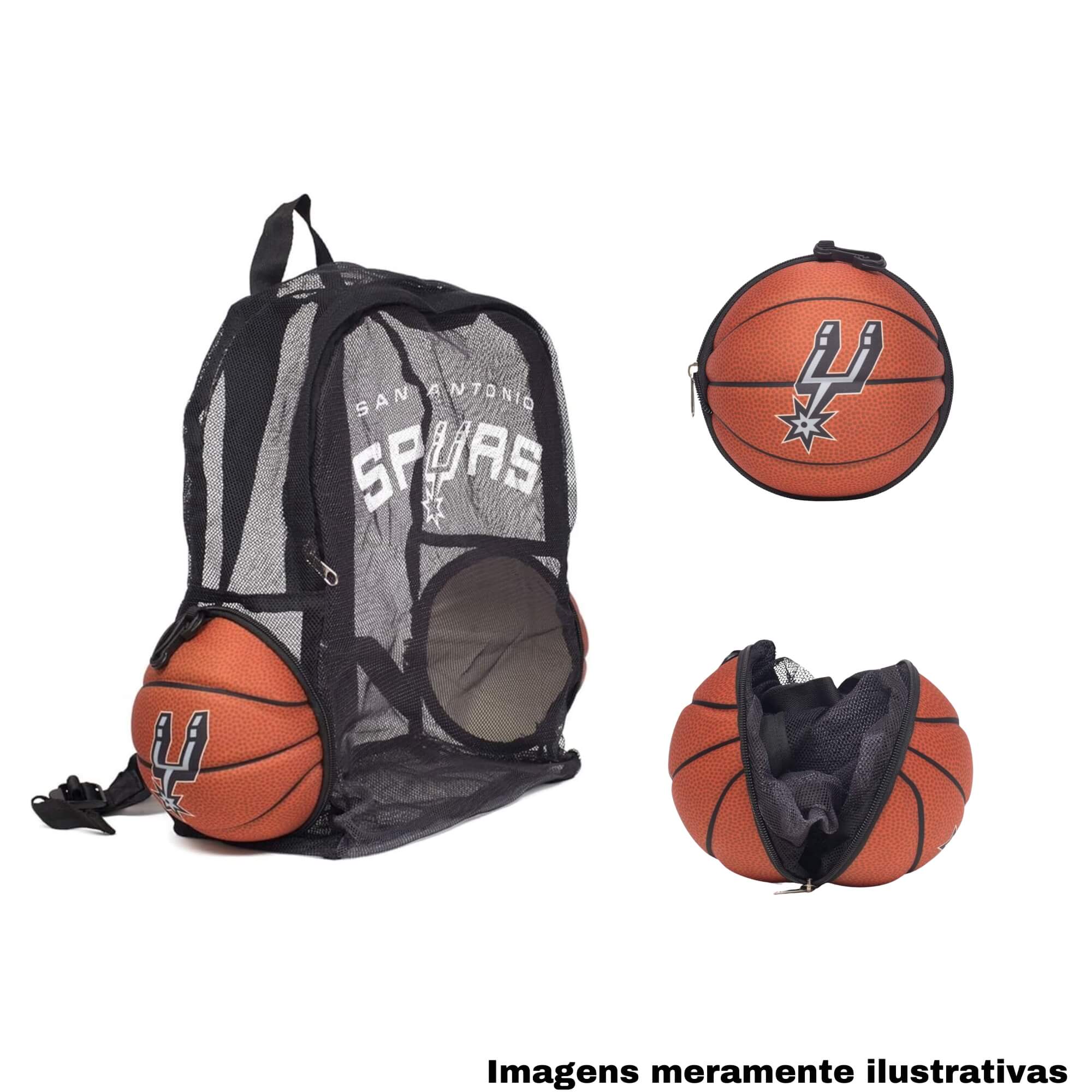 COMP Kit Bolsa Lancheira Termica Bola + Mochila Bola San Antonio Spurs Futebol e Magia