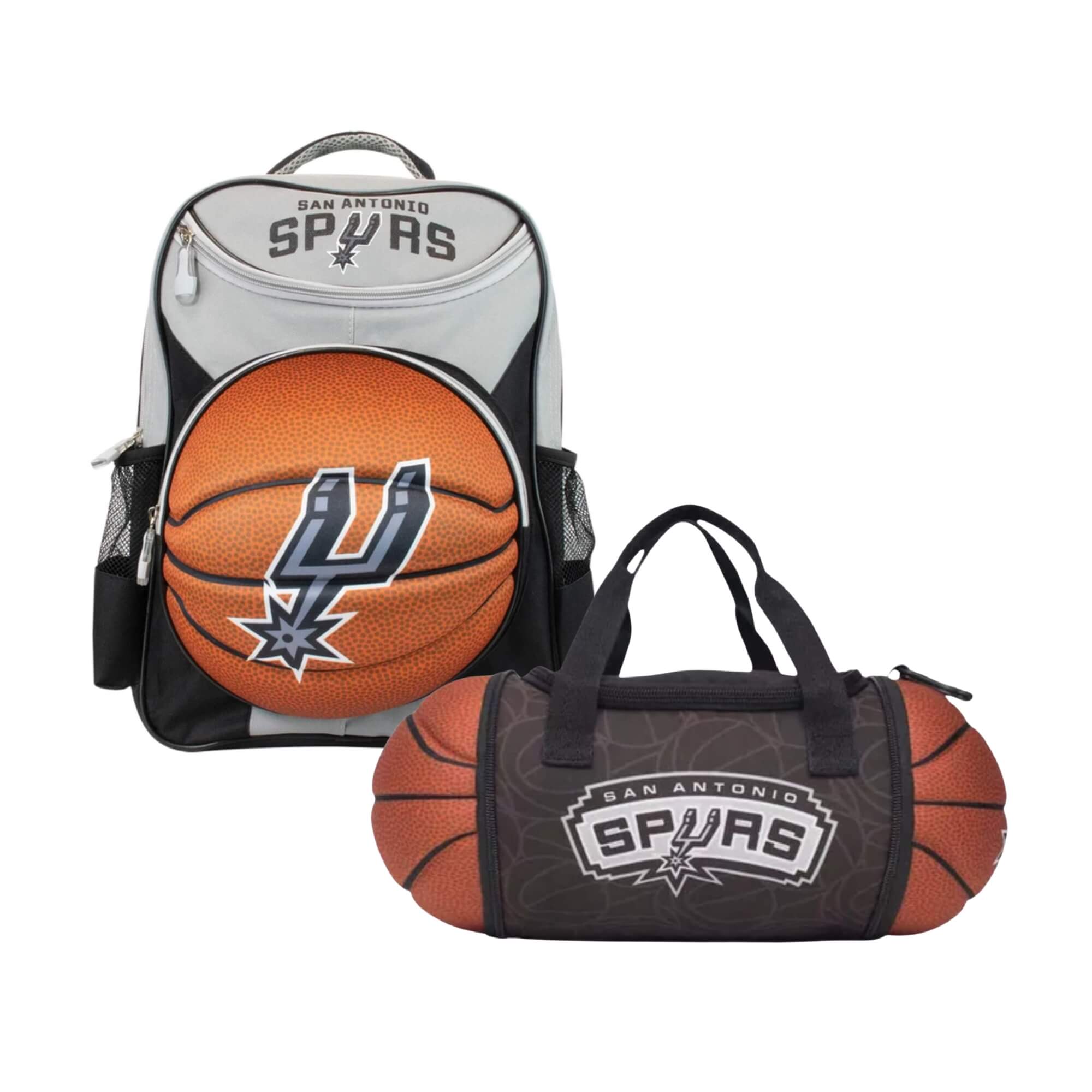 COMP Kit Mochila Infantil 3D Bola + Bolsa Lancheira Térmica Bola San Antonio Spurs Futebol e Magia