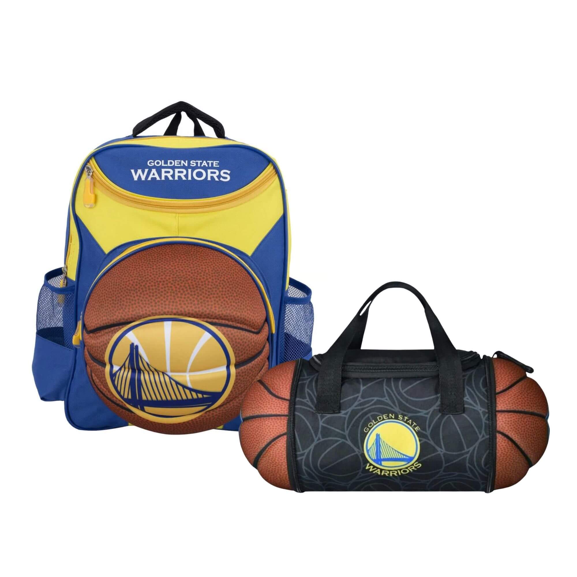 COMP Kit Bolsa Térmica Warriors + Mochila Infantil NBA Golden State Warriors Basquete Futebol e Magia