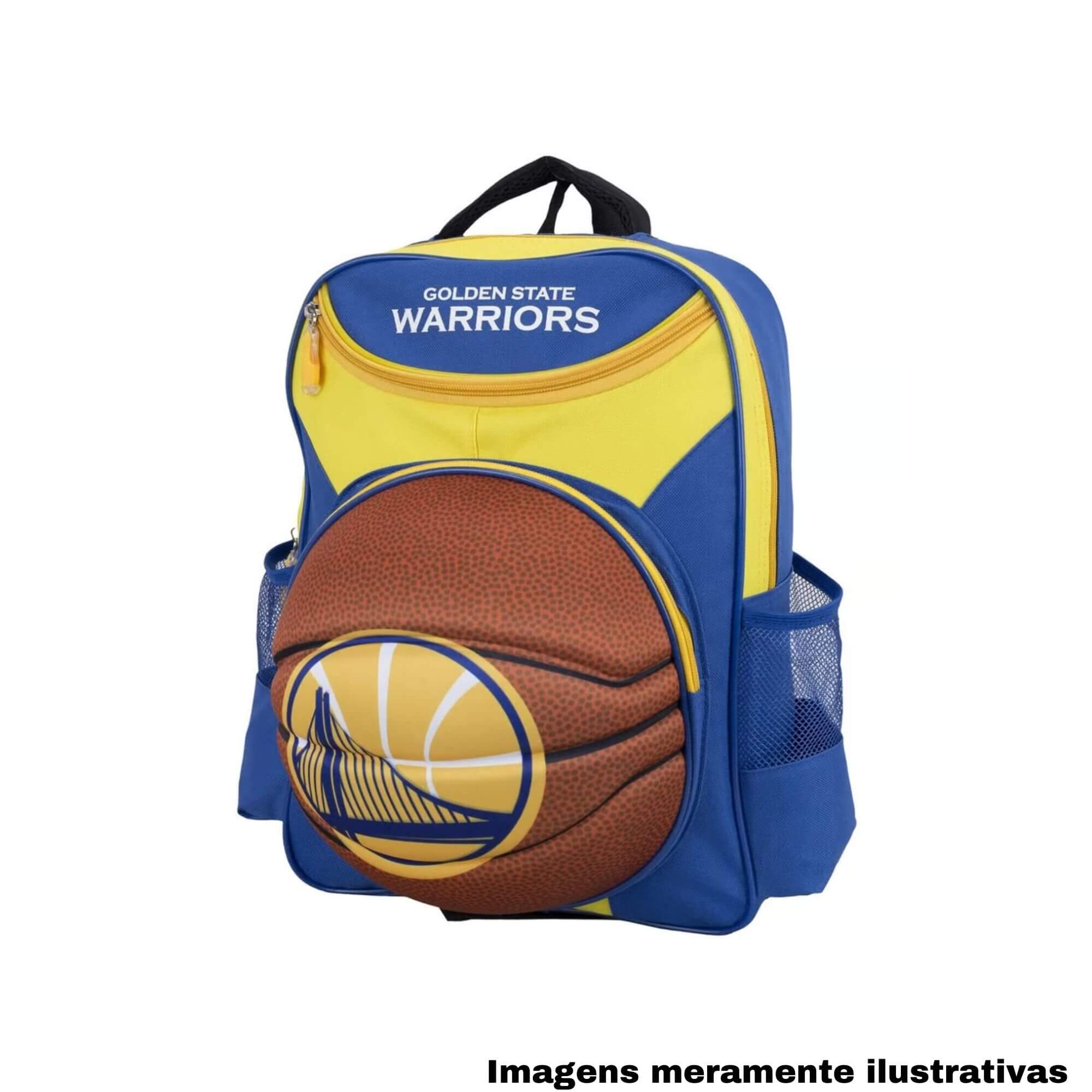 COMP Kit Bolsa Térmica Warriors + Mochila Infantil NBA Golden State Warriors Basquete Futebol e Magia