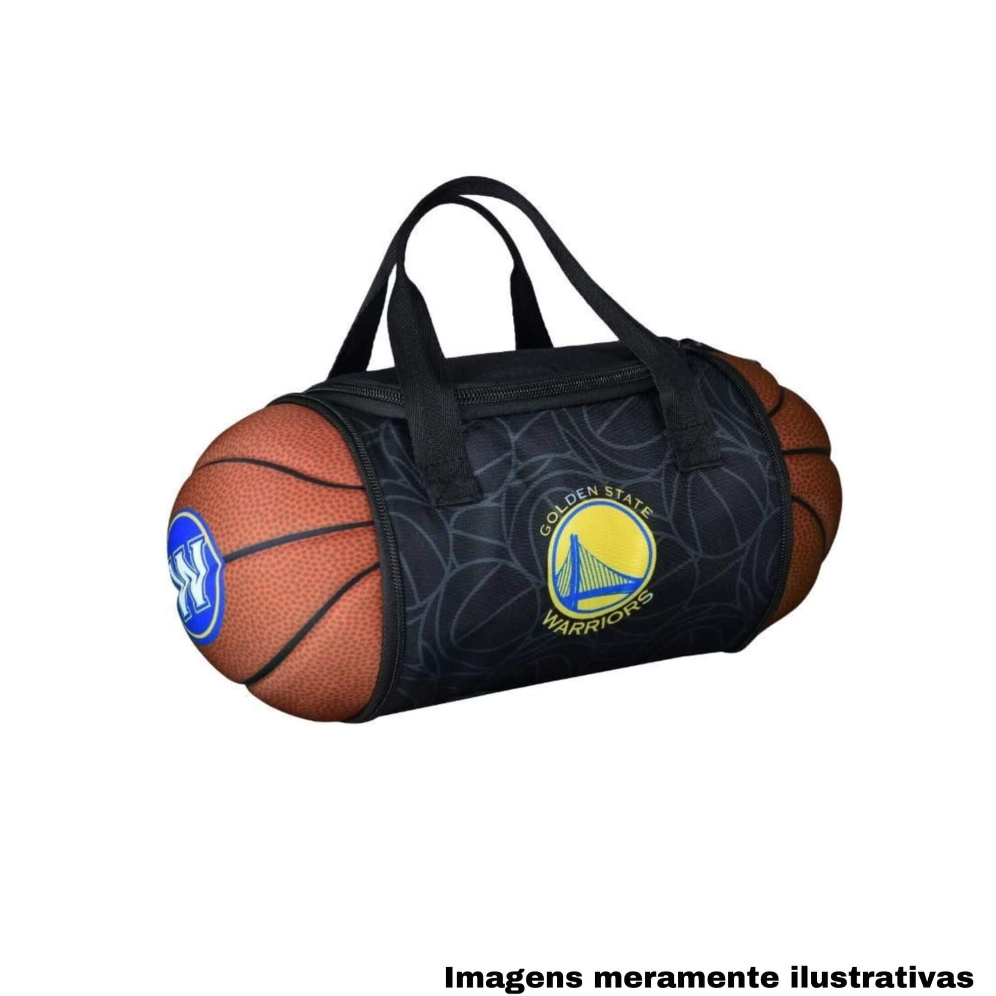 COMP Kit Bolsa Térmica Warriors + Mochila Infantil NBA Golden State Warriors Basquete Futebol e Magia