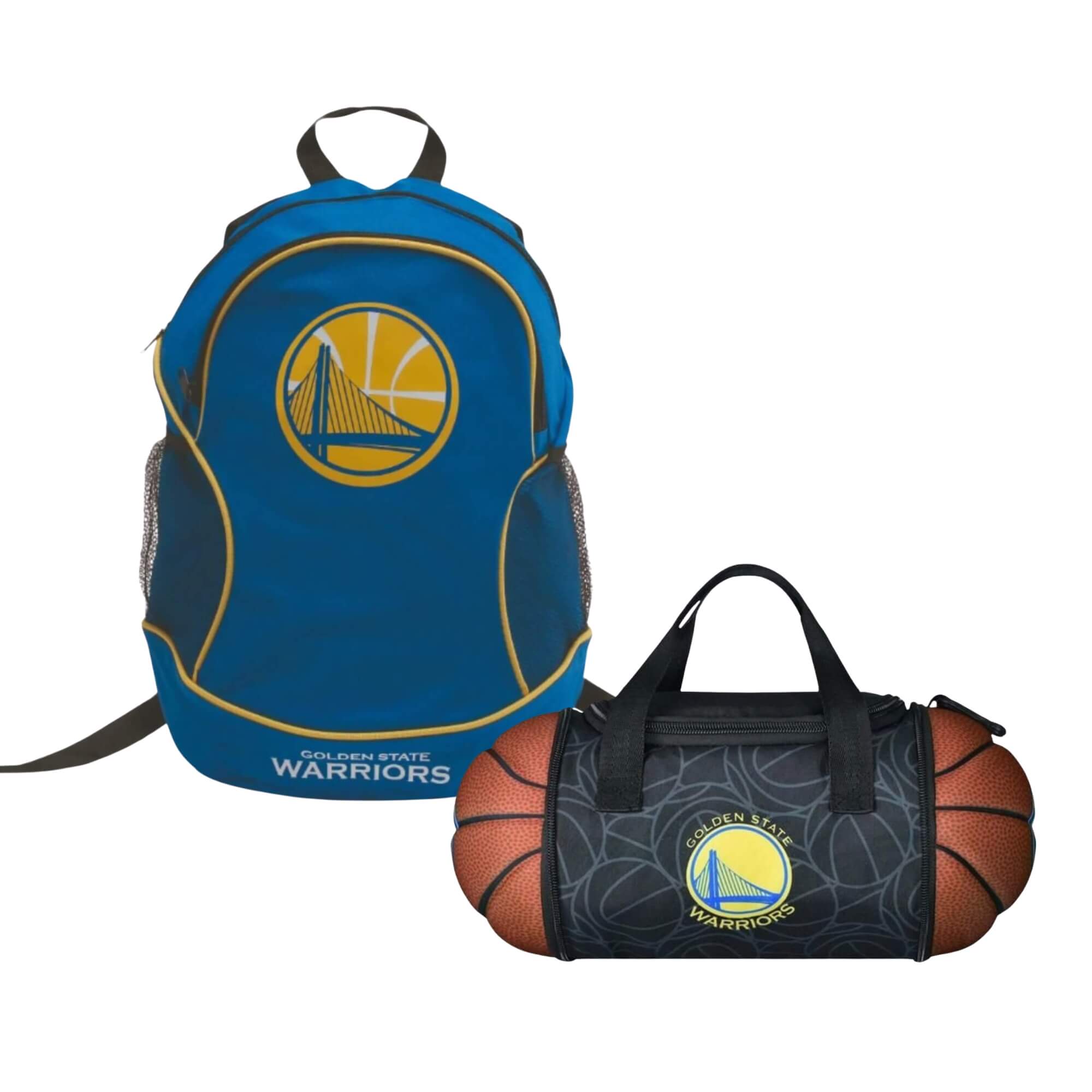 COMP Kit Bolsa Térmica Bola Warriors + Mochila Basquete Golden State Warriors Futebol e Magia