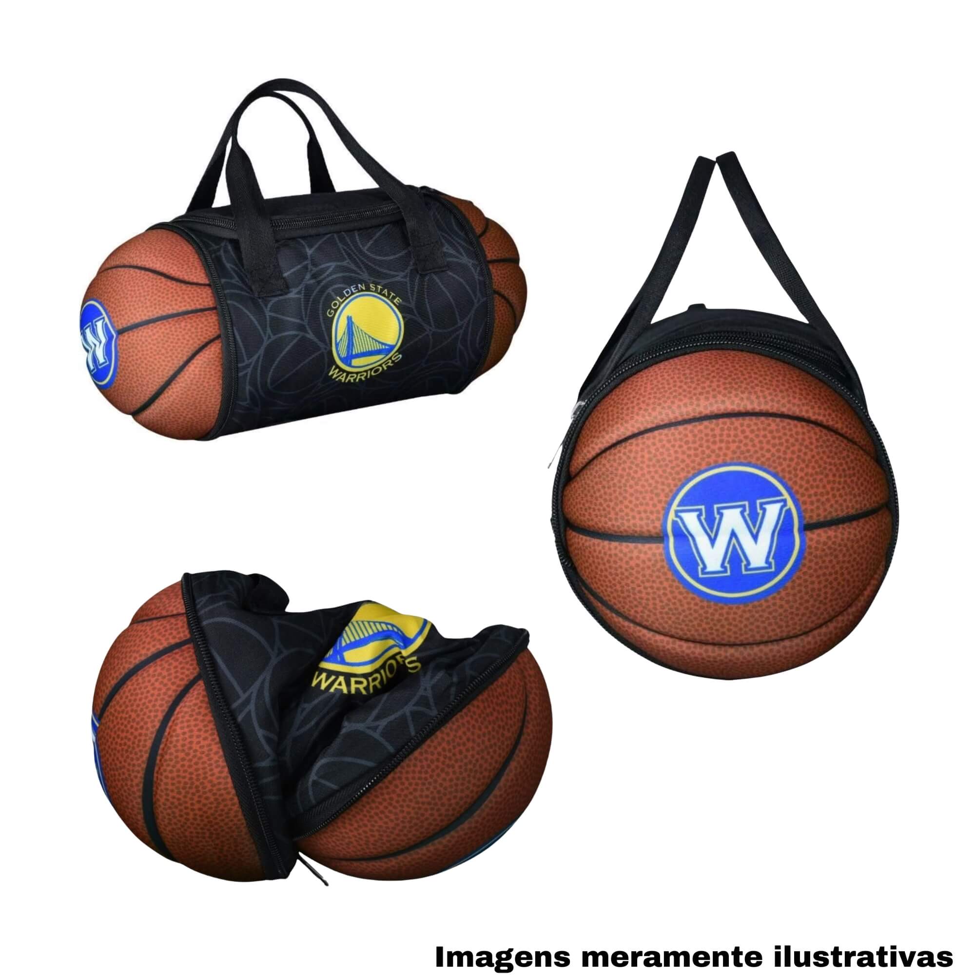 COMP Kit Bolsa Térmica Bola Warriors + Mochila Basquete Golden State Warriors Futebol e Magia