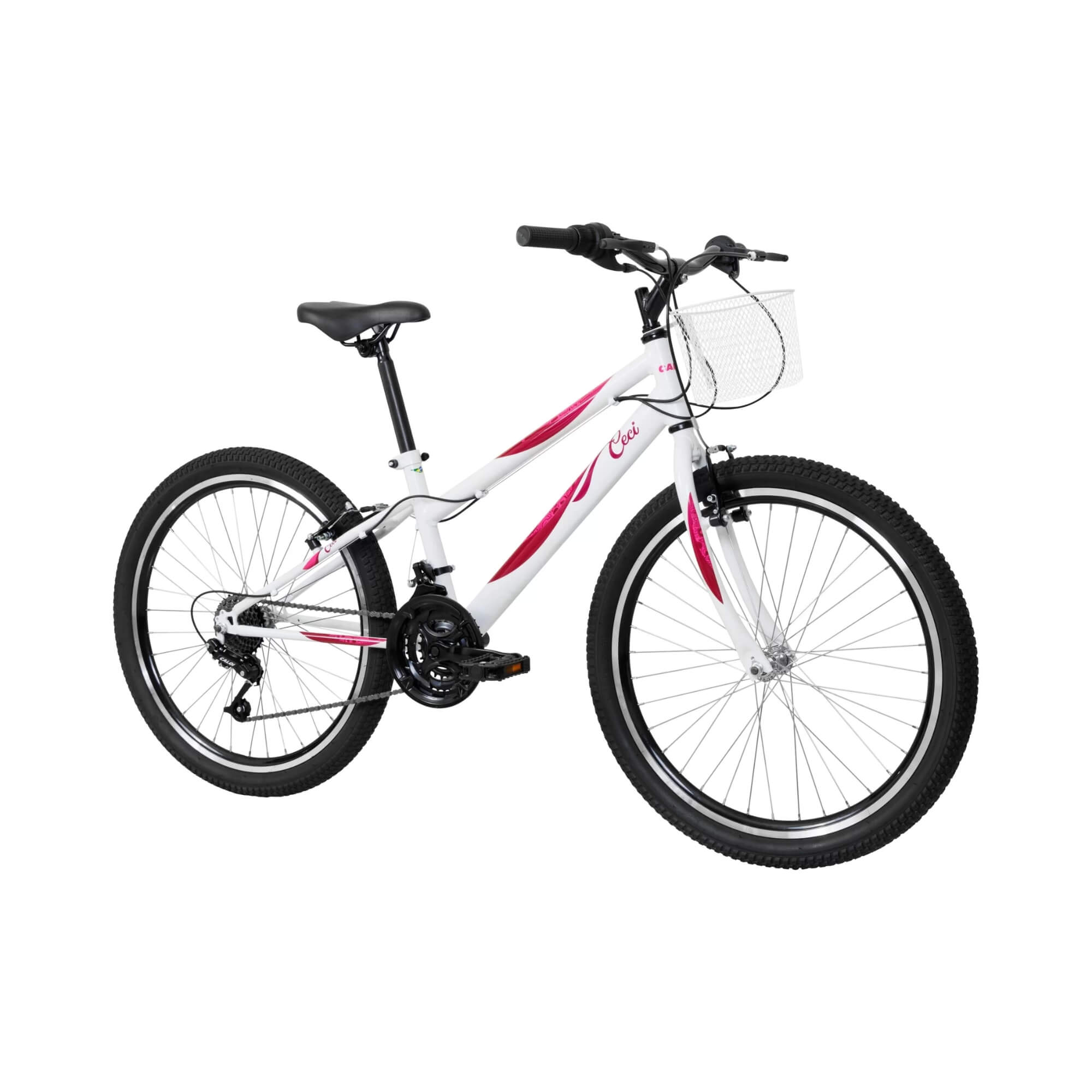 Bicicleta Ceci R24 A25 na cor Branca Aro 24 21 Velocidades Caloi - 005257.19007