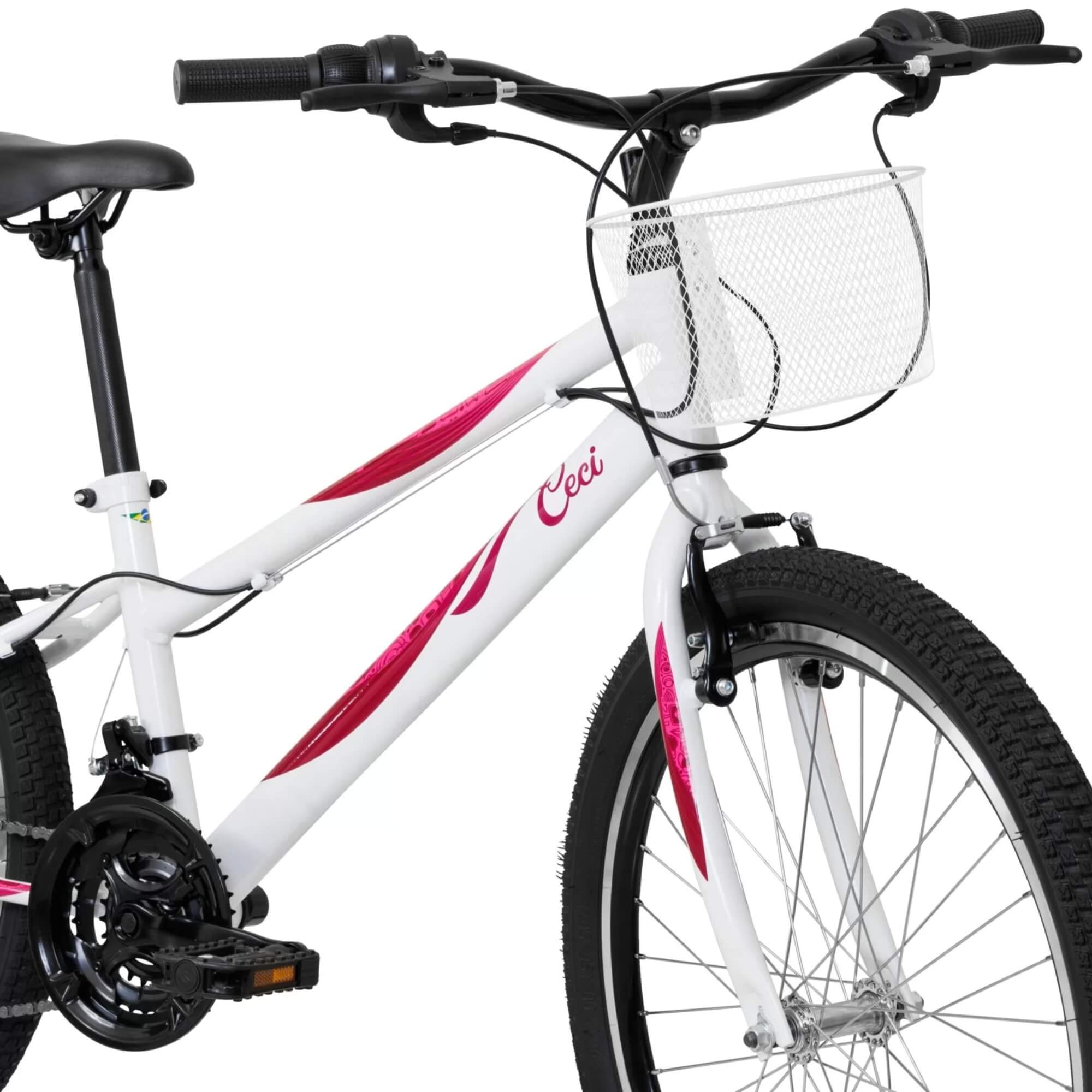 Bicicleta Ceci R24 A25 na cor Branca Aro 24 21 Velocidades Caloi - 005257.19007