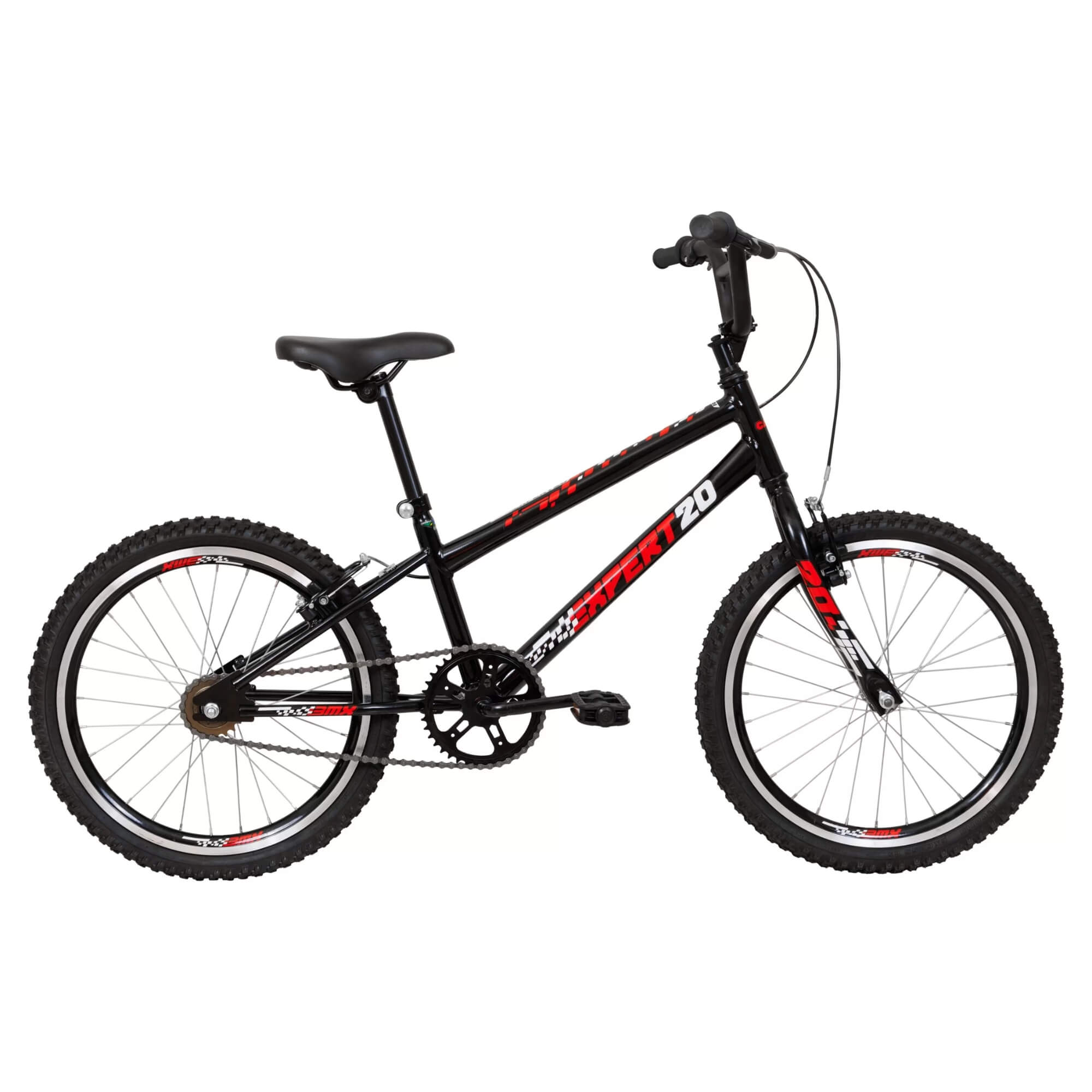Bicicleta Expert R20 A25 1V na cor Preta Aro 20 com guidão tipo BMX Caloi - 005197.19007