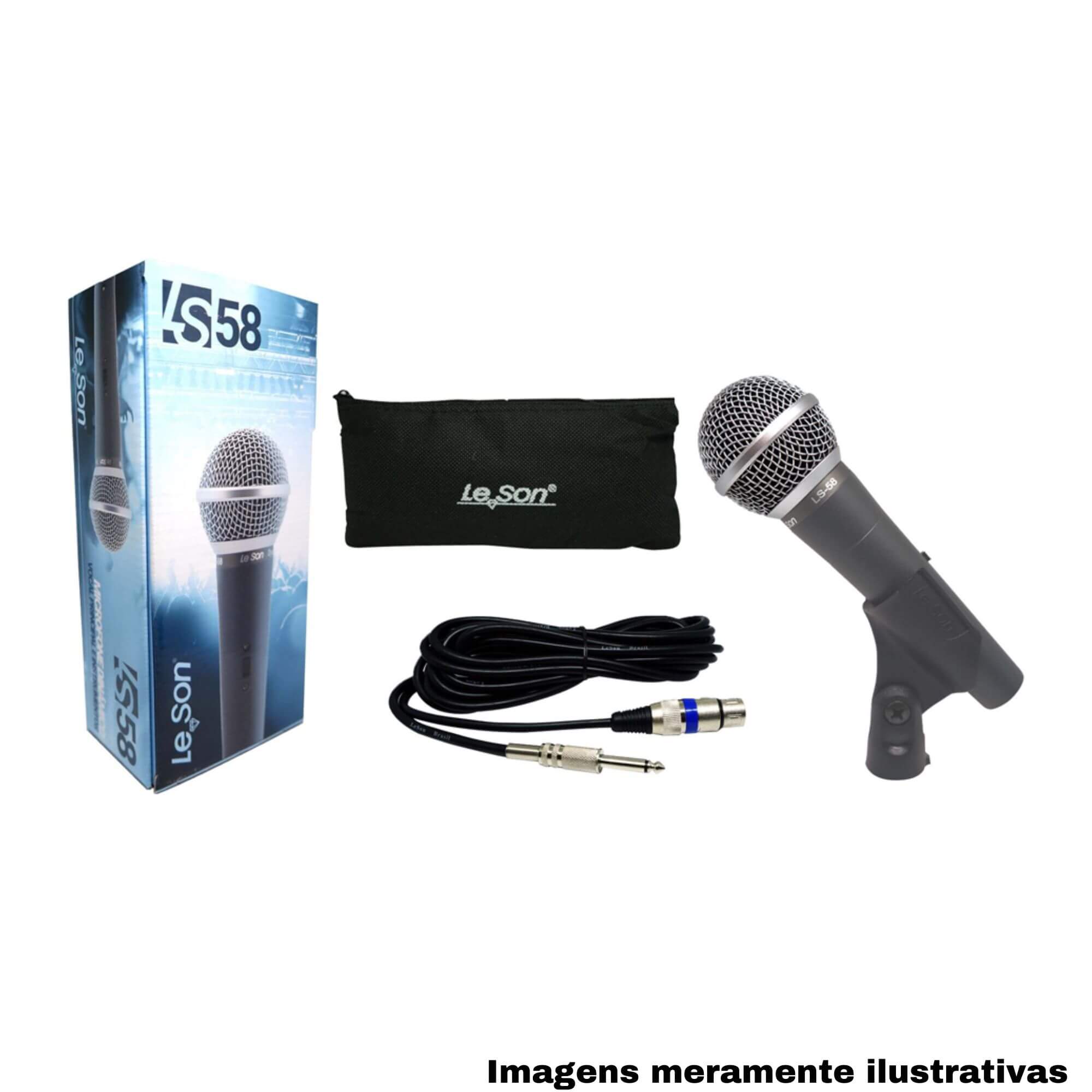 COMP Kit c/ 3 Microfones Dinâmicos com Fio Chumbo Leson - LS-58 2AM002303