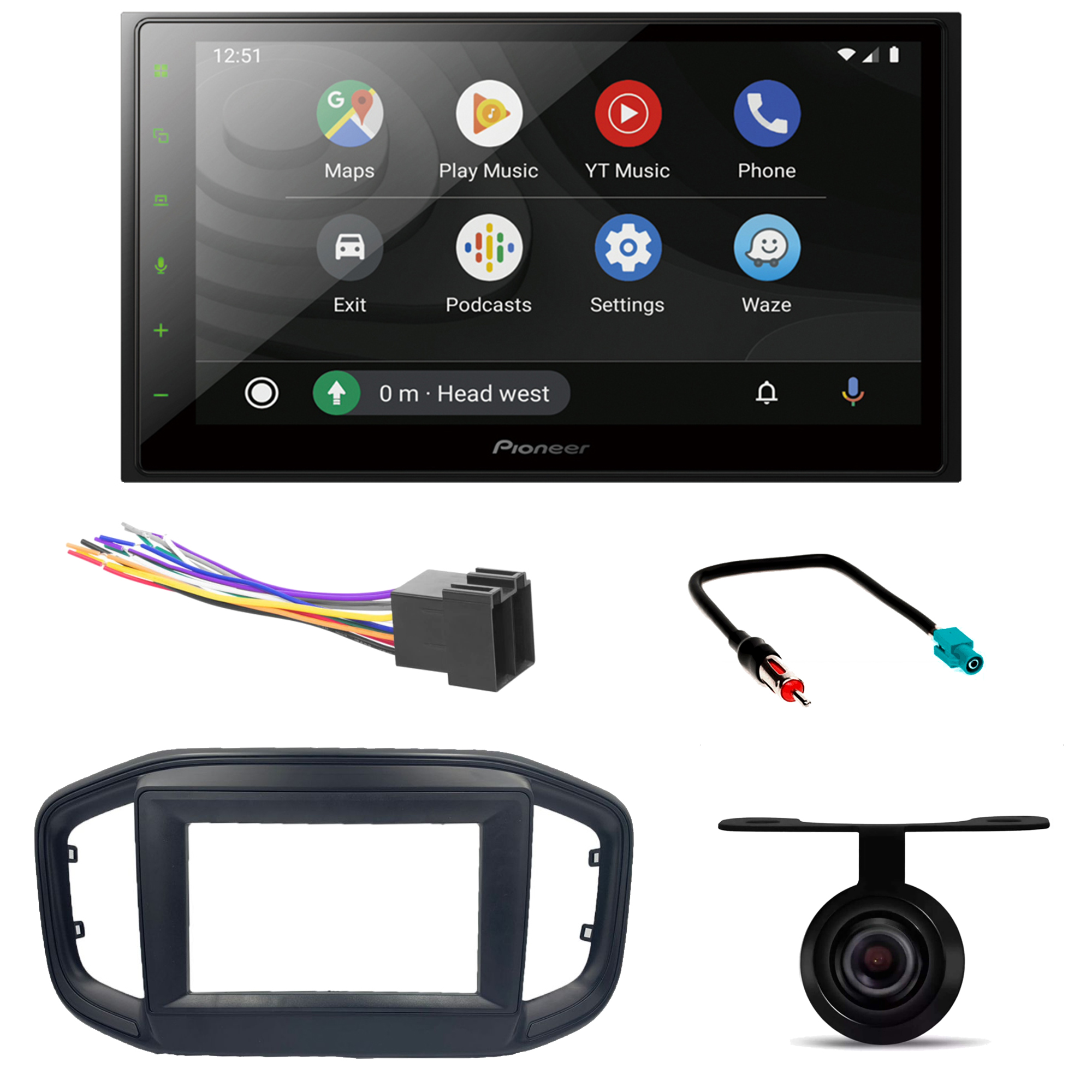 COMP Kit Multimídia Pioneer DMH-Z5380TV Strada e Fiorino 2021 + Câmera de ré + Chicotes