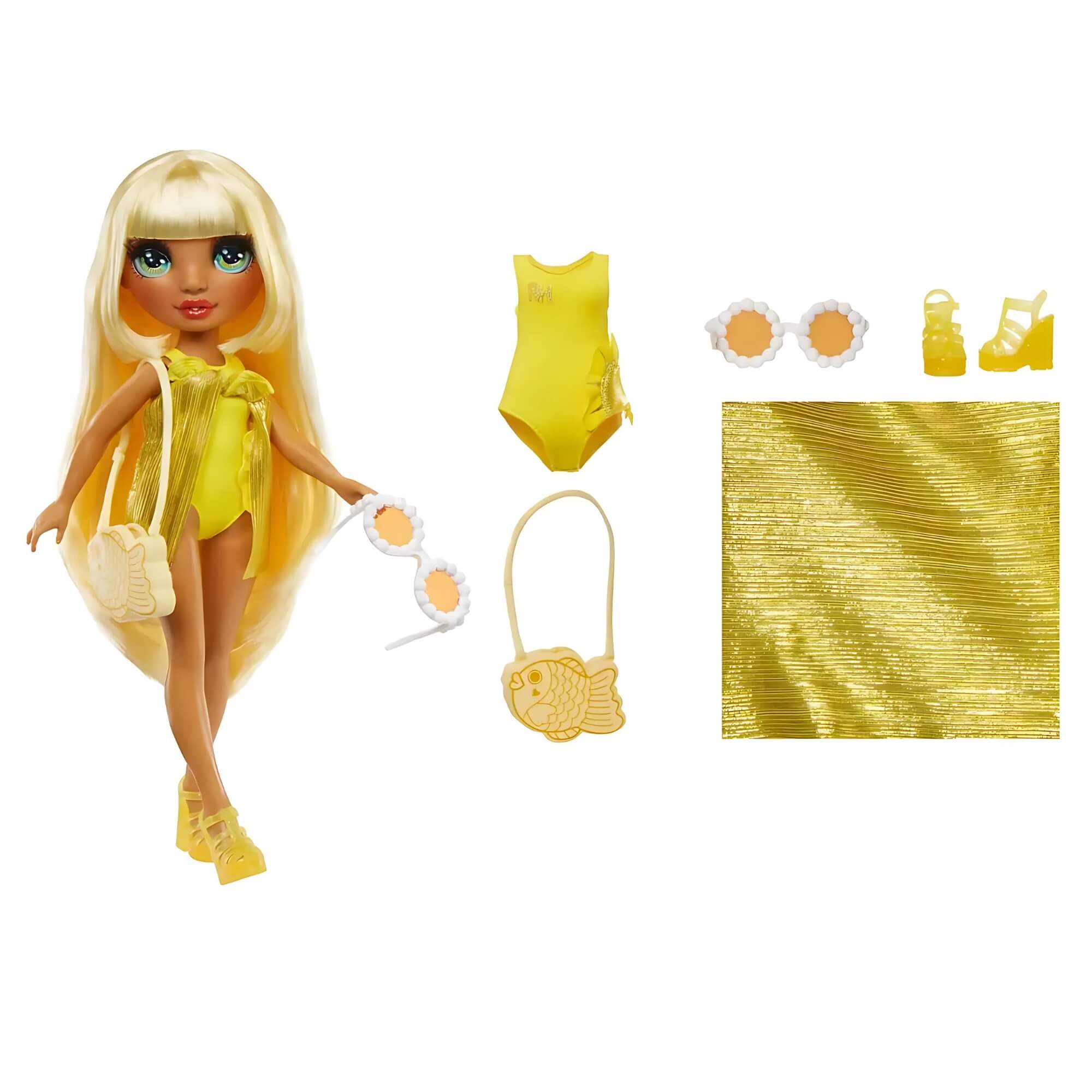 COMP Playset Piscina e Praia Rainbow High Pacific Coast + Boneca Swim e Style Sunny 27cm MGA