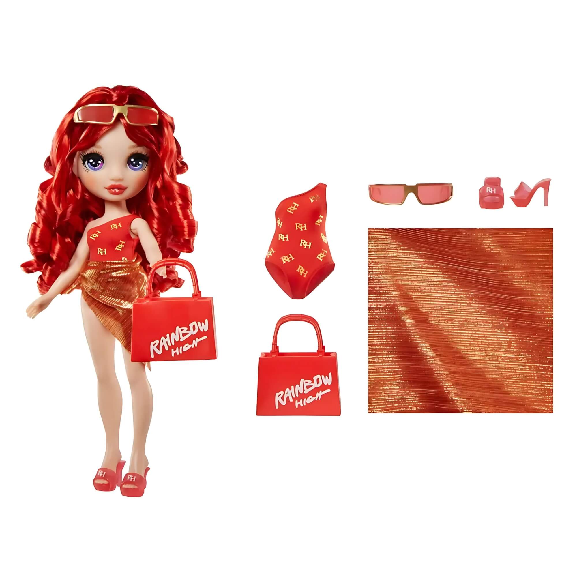 COMP Playset Piscina e Praia Rainbow High Pacific Coast + Boneca Swim e Style Ruby 27cm MGA