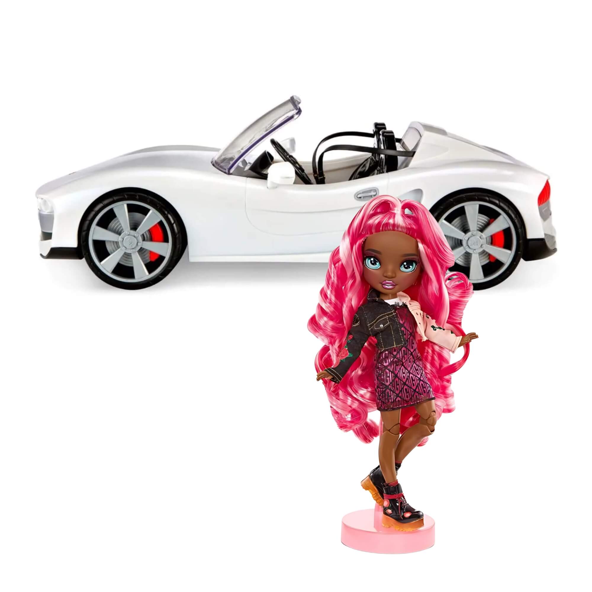 COMP Carro Rainbow High Muda de Cor + Boneca Rainbow High Fashion Core Daria Roselyn MGA