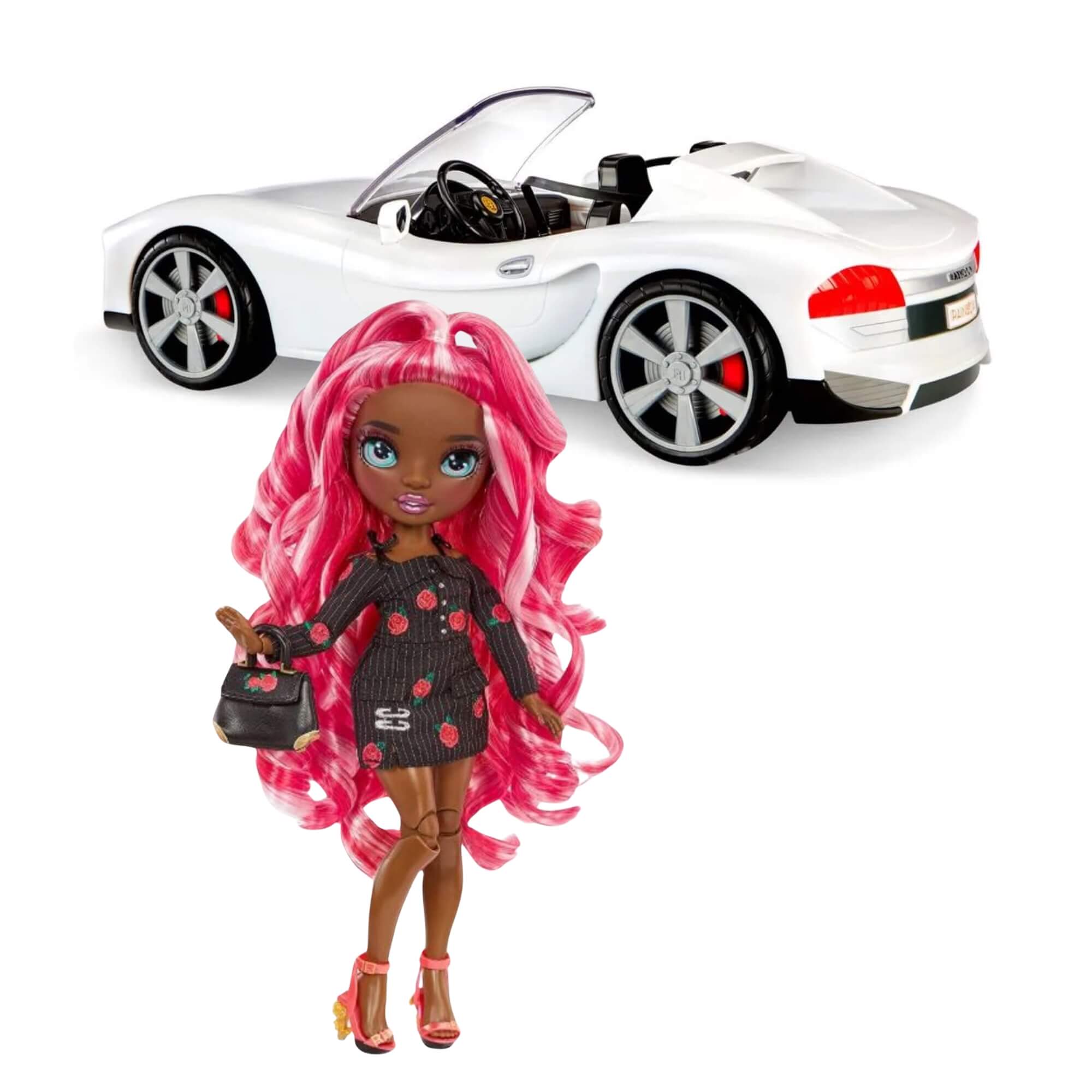 COMP Carro Rainbow High Muda de Cor + Boneca Rainbow High Fashion Core Daria Roselyn MGA
