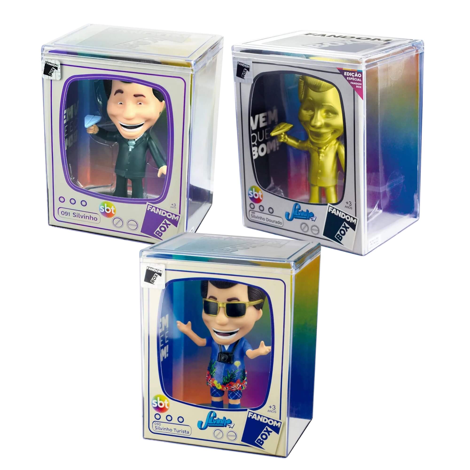 Coleção Fandom Box Silvinho Turista + Silvinho Dourado + Silvio Santos Silvinho Lider