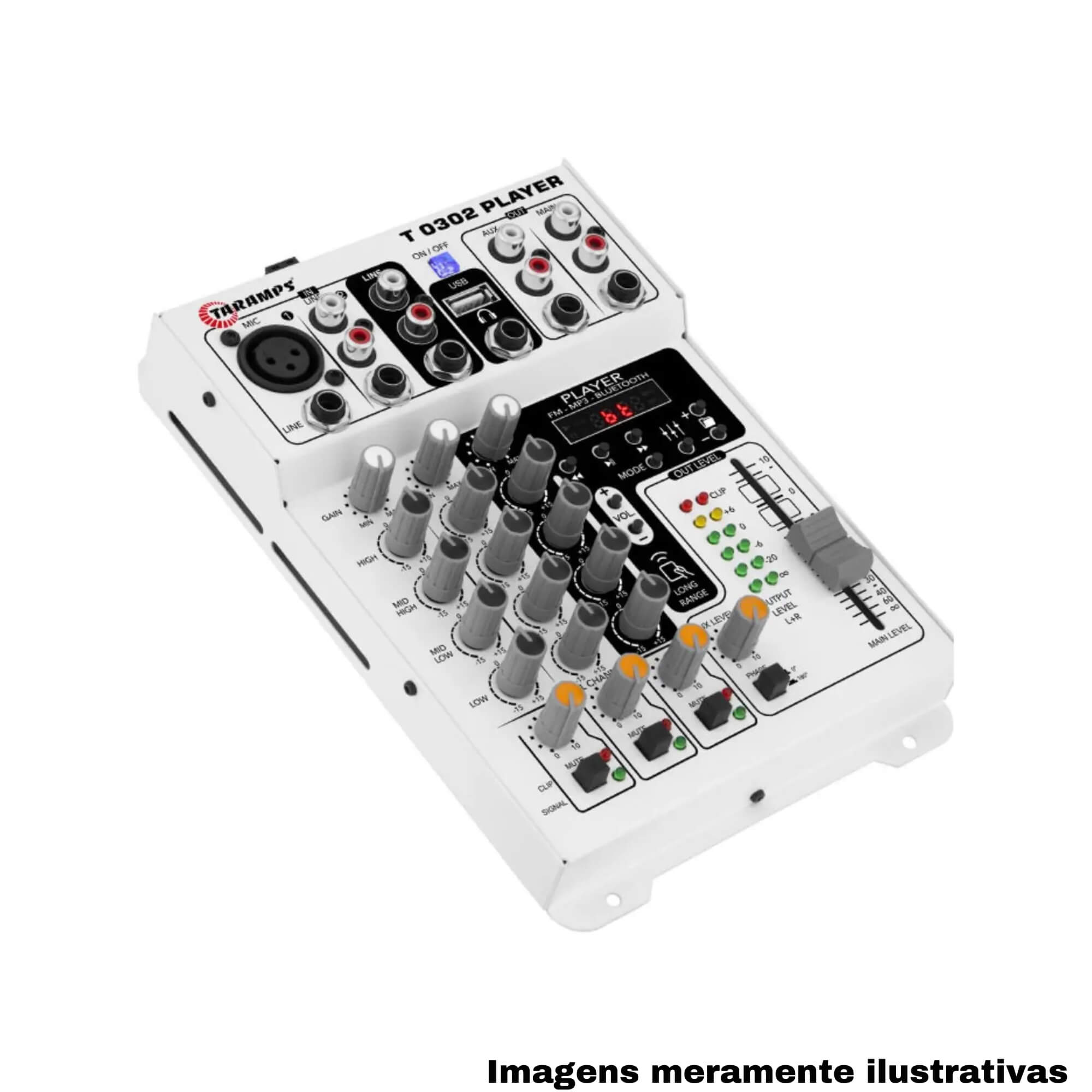 Mesa de Som Automotivo / Som Ambiente T 0302 Player 3 Canais Taramps - 901828