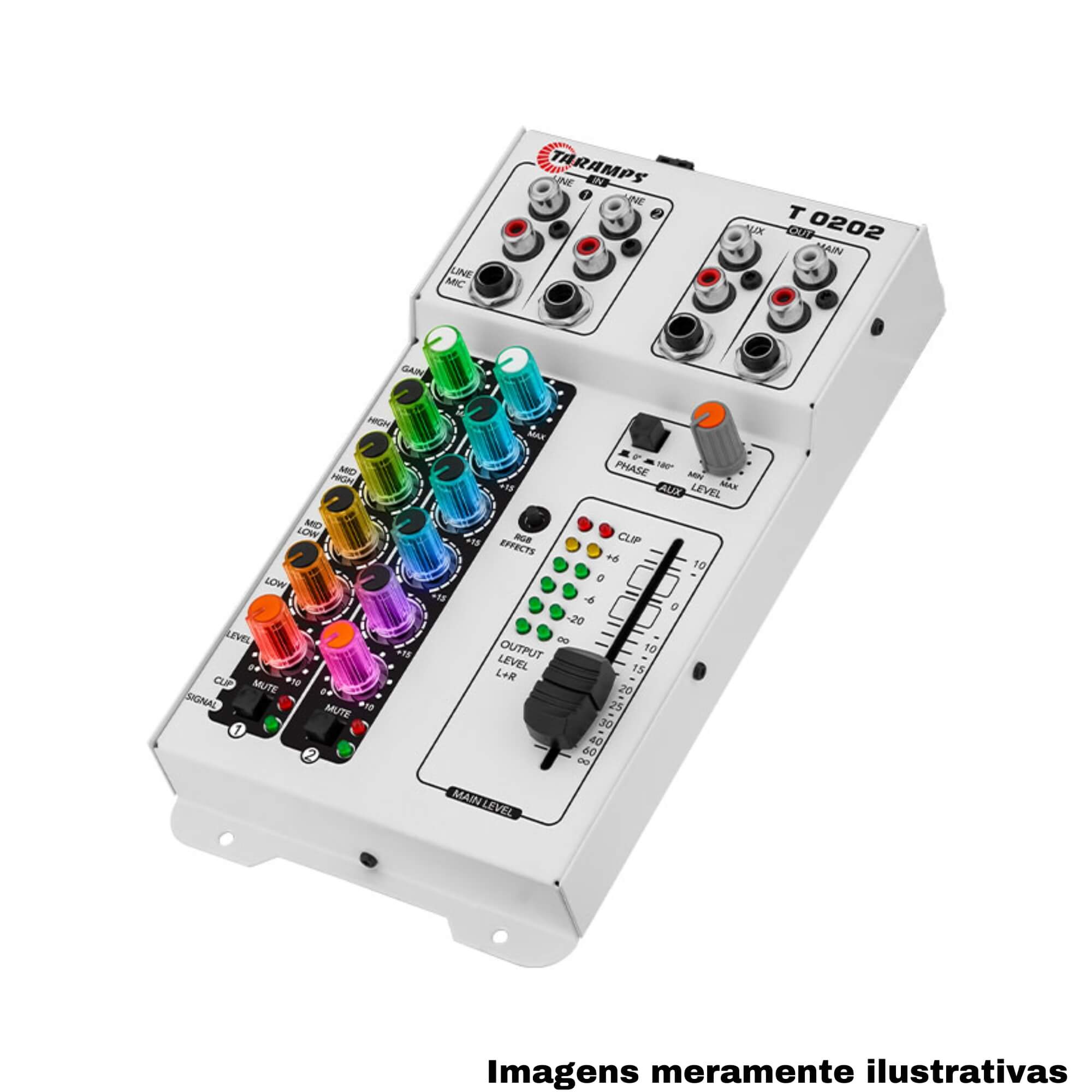 Mesa de Som Automotivo / Som Ambiente T 0202 Multicolor 2 Canais (RGB) Taramps - 902085