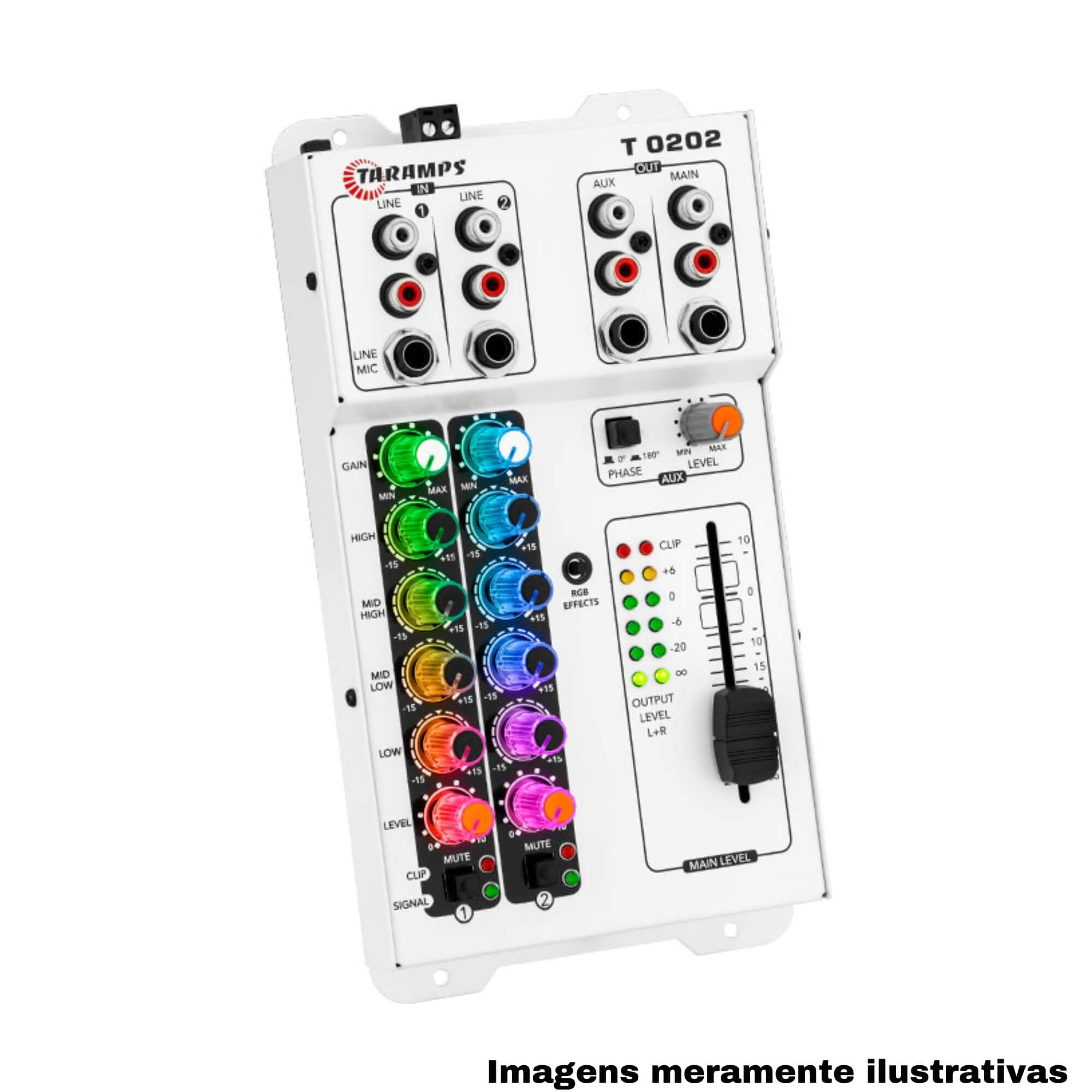 Mesa de Som Automotivo / Som Ambiente T 0202 Multicolor 2 Canais (RGB) Taramps - 902085