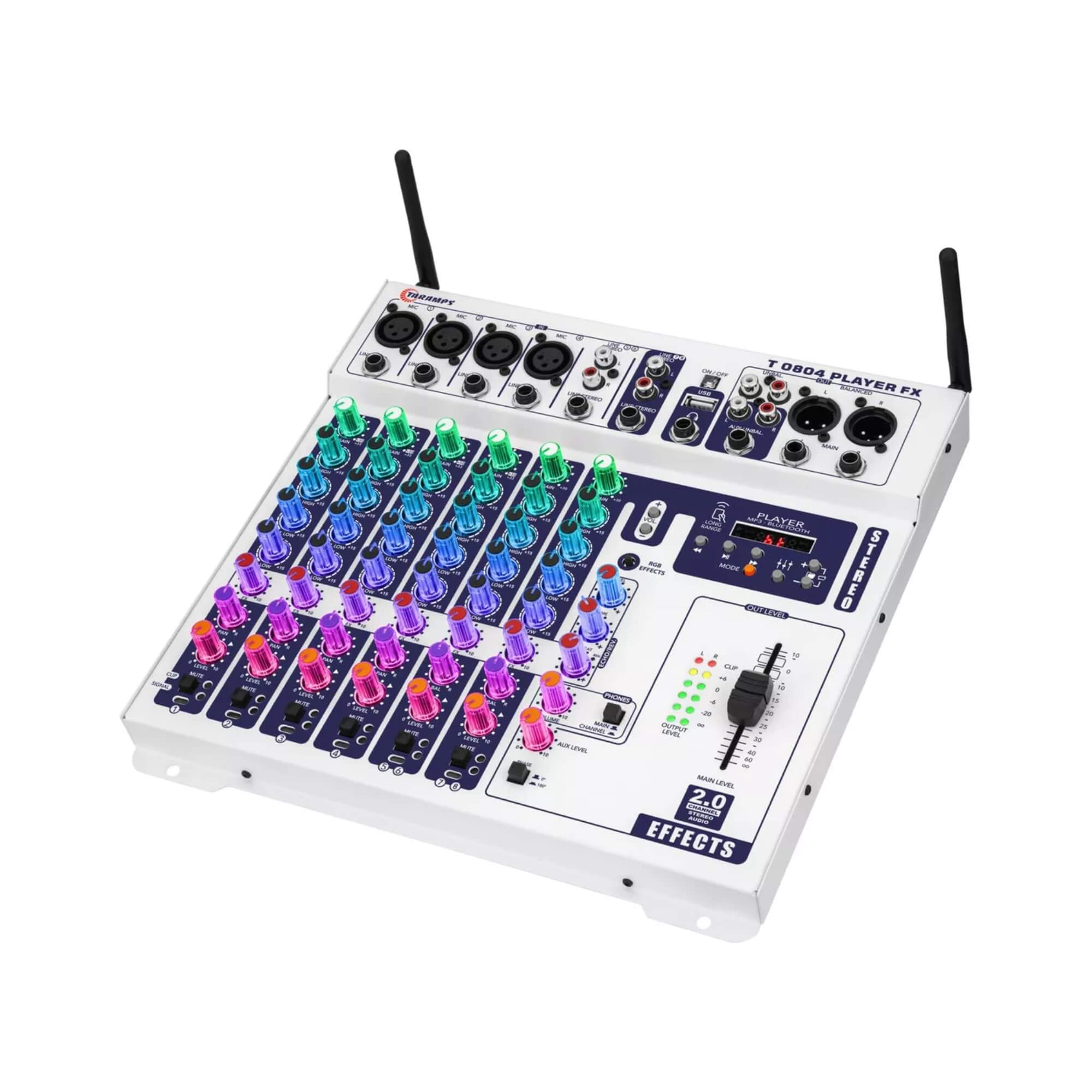 Mesa de Som Player Stereo FX 8 Canais Multicolor (RGB) T 0804 Taramps - 902115