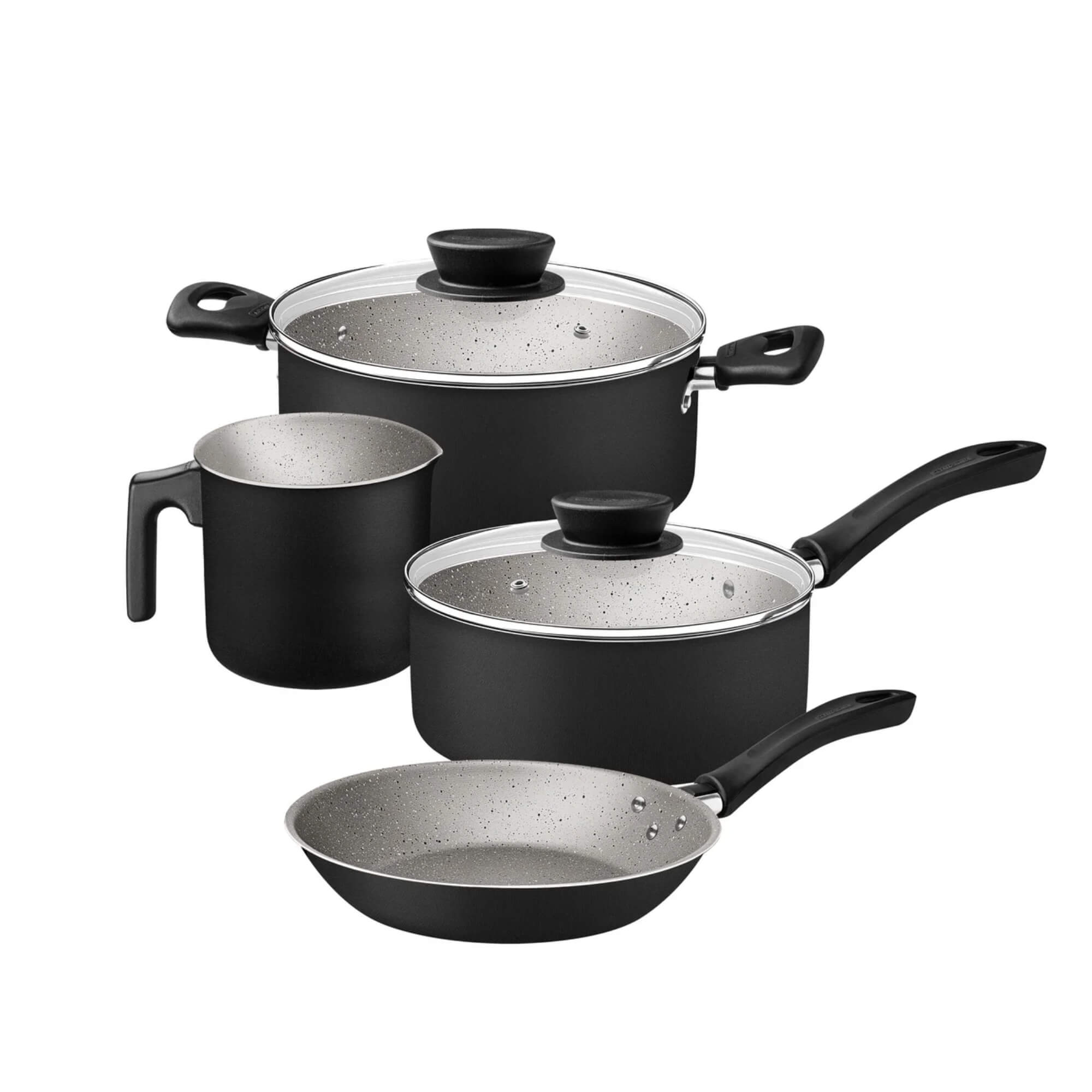 Jogo Panelas Linz Alumínio Inox Antiaderente Starflon Max Preto 4 Peças Tramontina - 28299004
