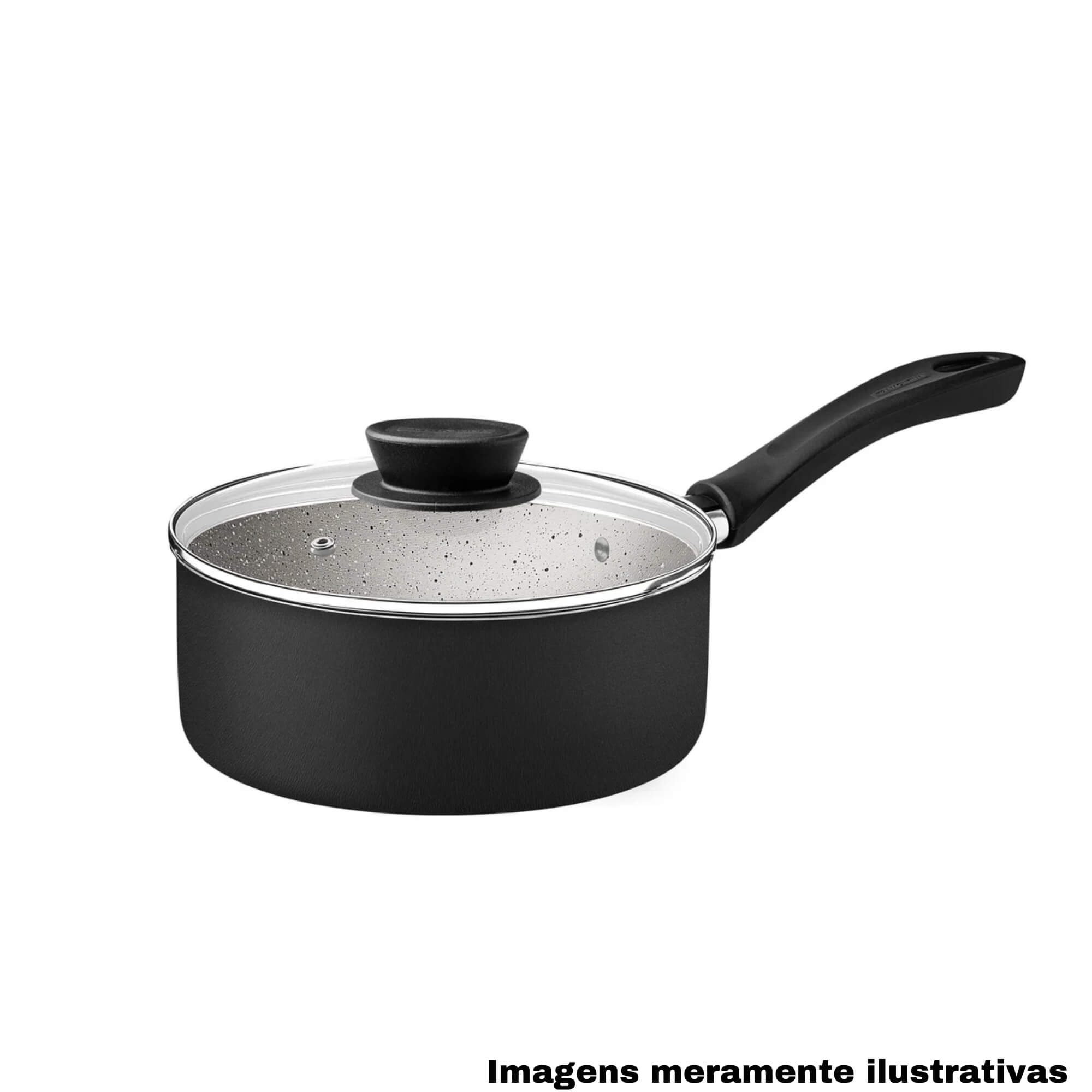 Jogo Panelas Linz Alumínio Inox Antiaderente Starflon Max Preto 4 Peças Tramontina - 28299004
