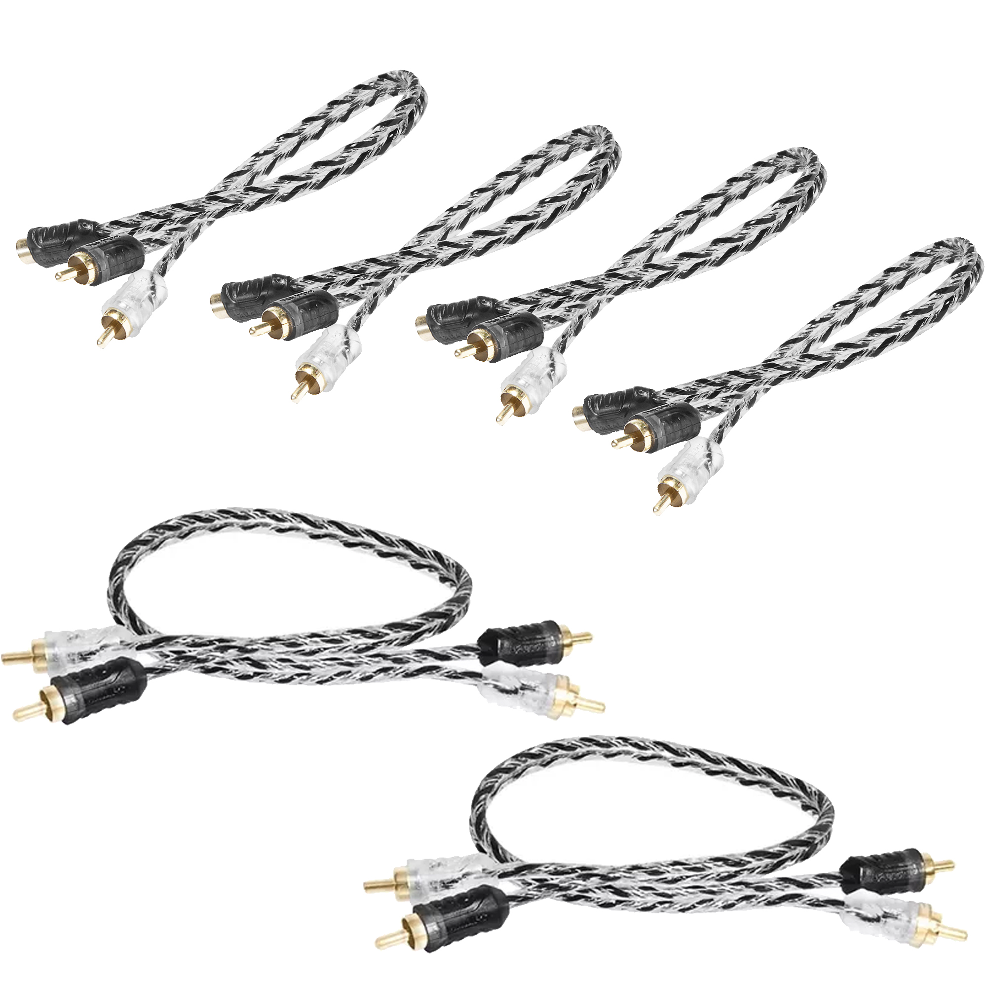 COMP Kit Cabos Rca Taramps 2x 1 Metro + 4x Cabo Y 1fêmea e  2 machos Injetado Blindado