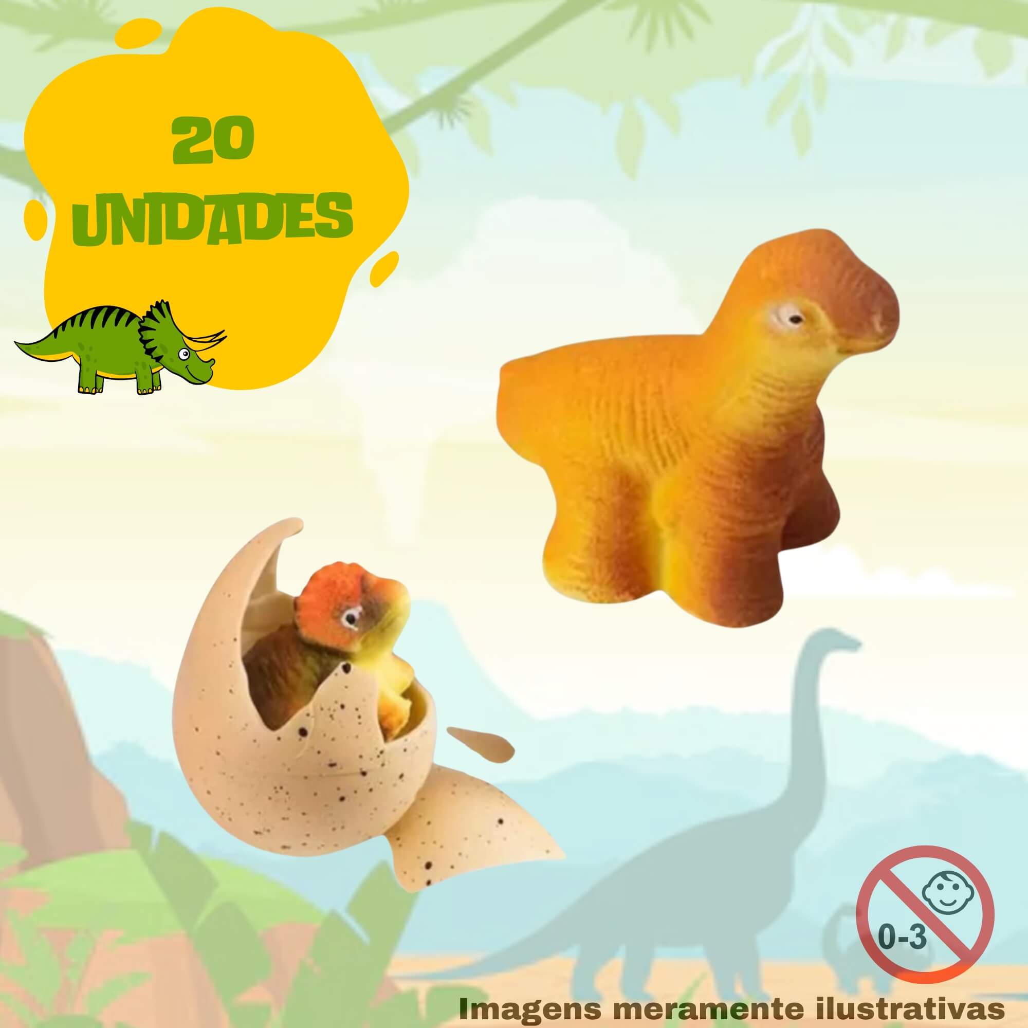 Kit 20 Brinquedos Infantis Ovo Pop Egg Dinossauro Lembrancinha Festa Presente Multikids BR1909