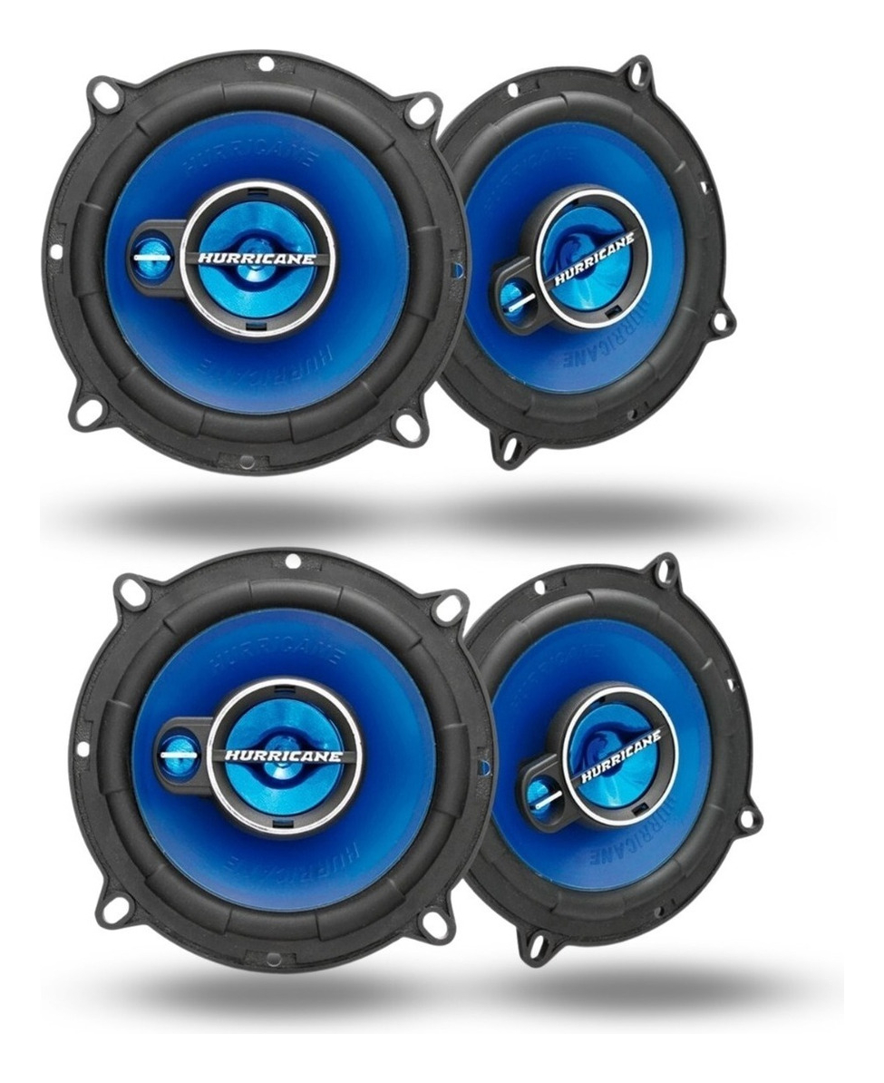 COMP Kit 4 Alto Falante Porta Hurricane 5 Polegadas 200w Triak Cor Azul Hurricane