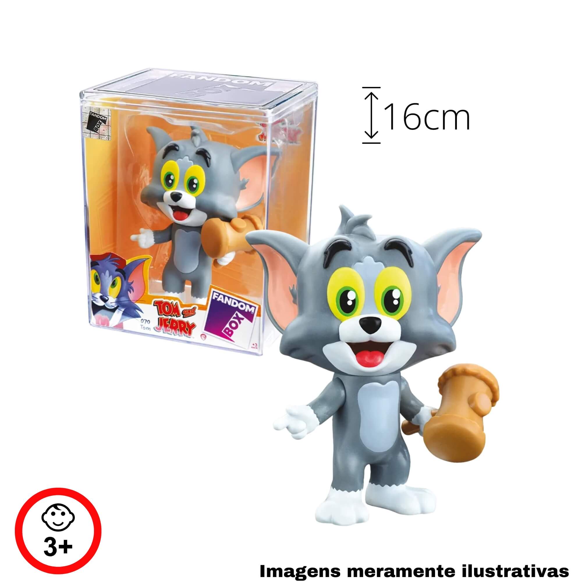 COMP Kit Fandom Box Tom e Jerry Boneco Miniatura Colecionável 16cm Vinil Atóxico Lider - 3475