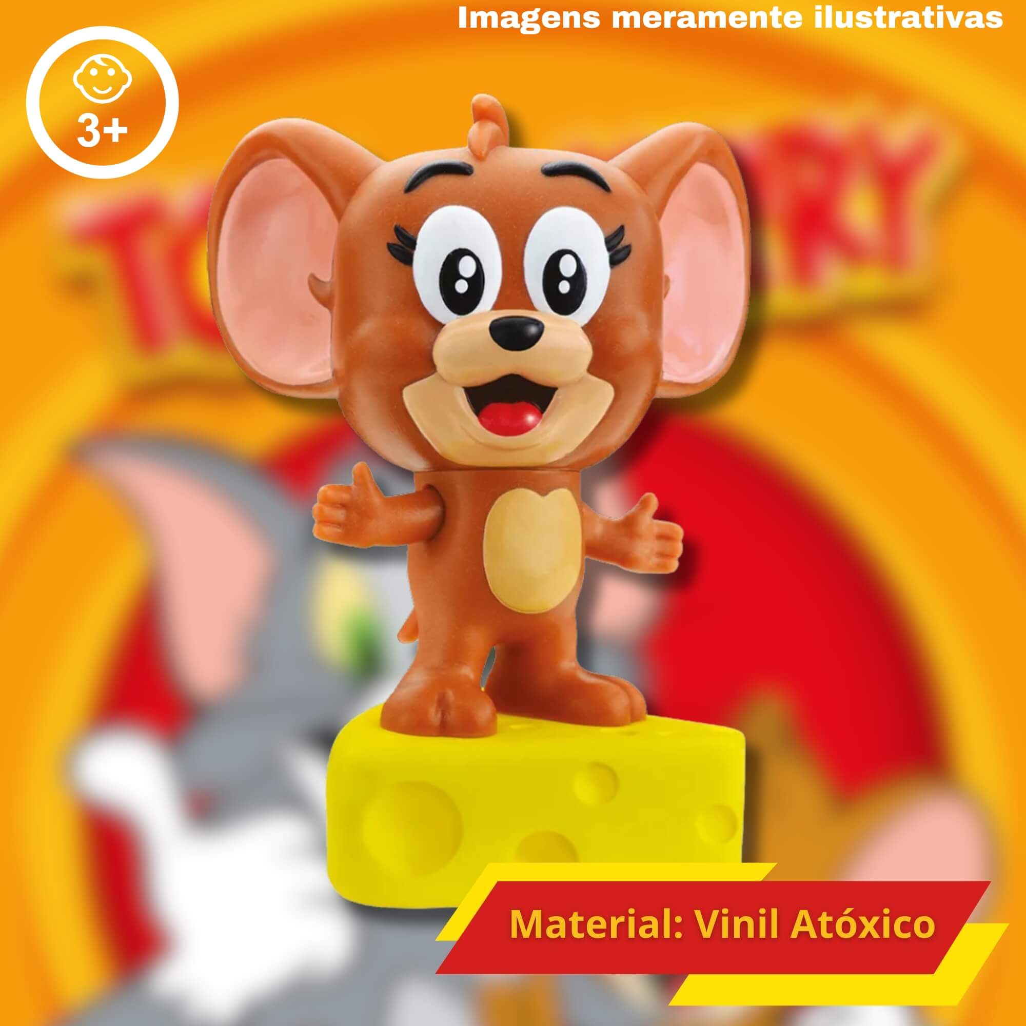 COMP Kit Fandom Box Tom e Jerry Boneco Miniatura Colecionável 16cm Vinil Atóxico Lider - 3475