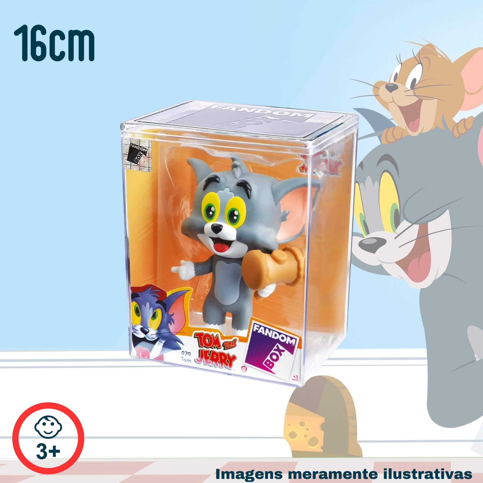 VAR Unidade Fandom box Tom e Jerry Boneco Miniatura Colecionável 16cm Vinil Atóxico Lider - 3476