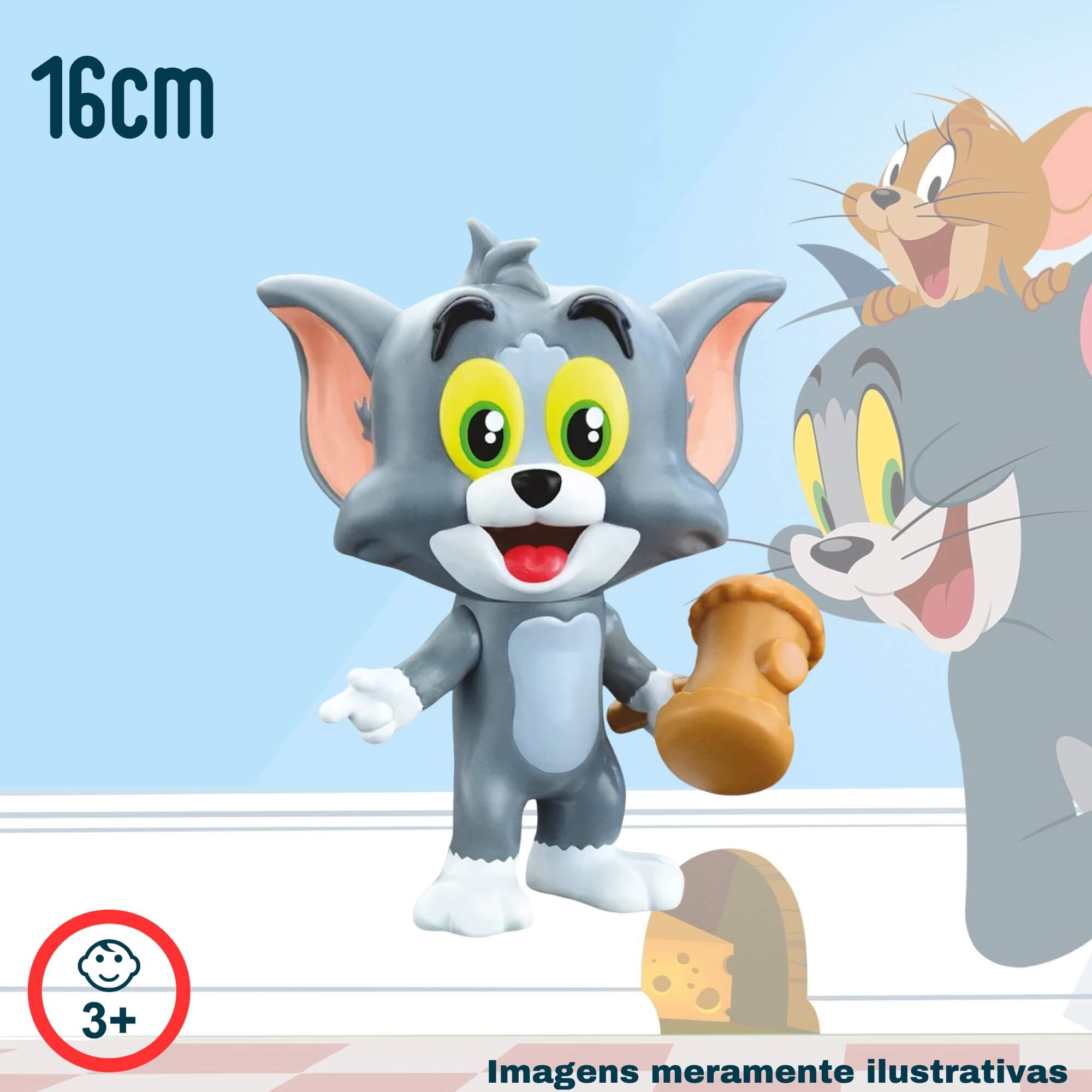 VAR Unidade Fandom box Tom e Jerry Boneco Miniatura Colecionável 16cm Vinil Atóxico Lider - 3476