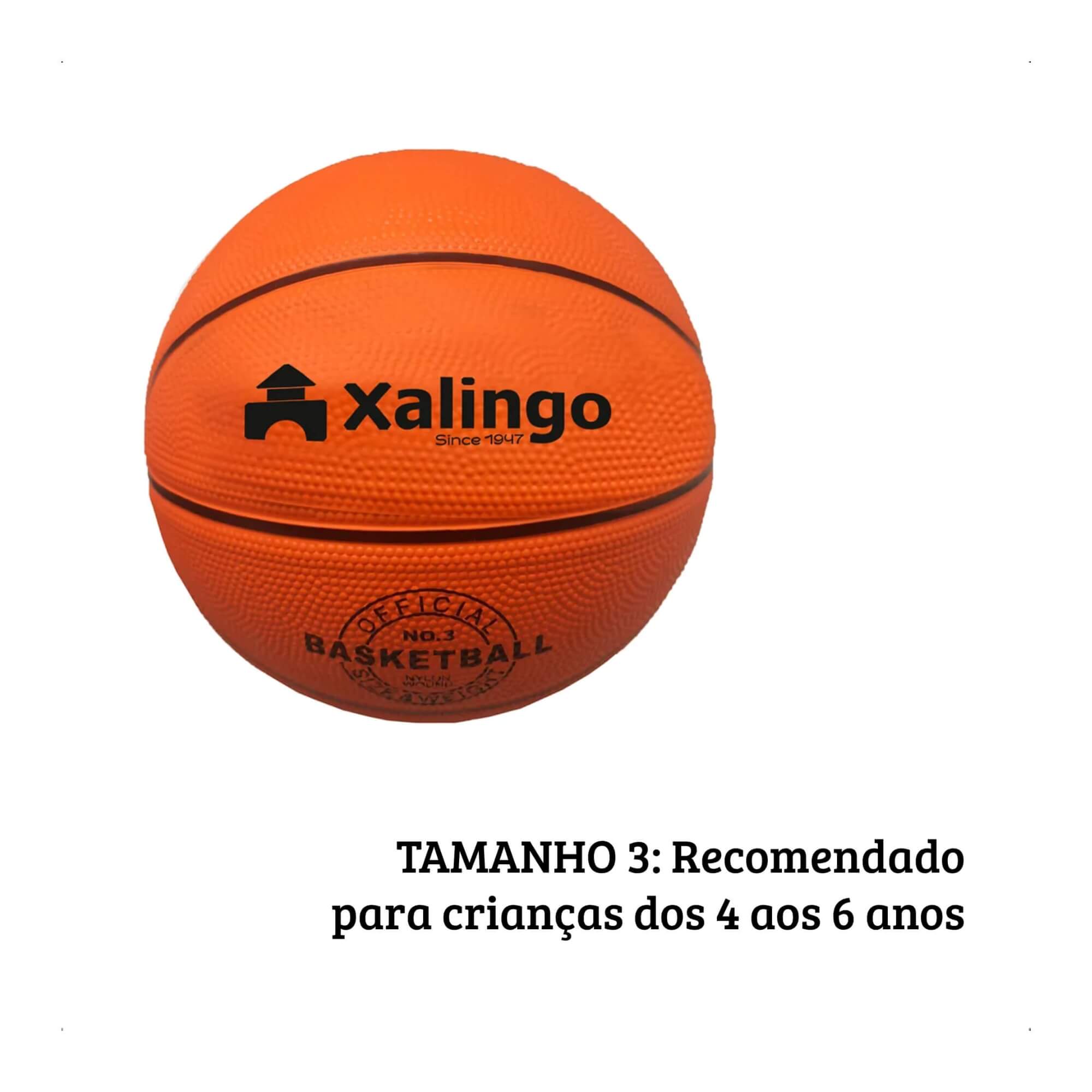 COMP Kit 4 Bolas Tamanho 3 + Cesta de Basquete Infantil  Indicado para 4 aos 6 anos - Xalingo 28687