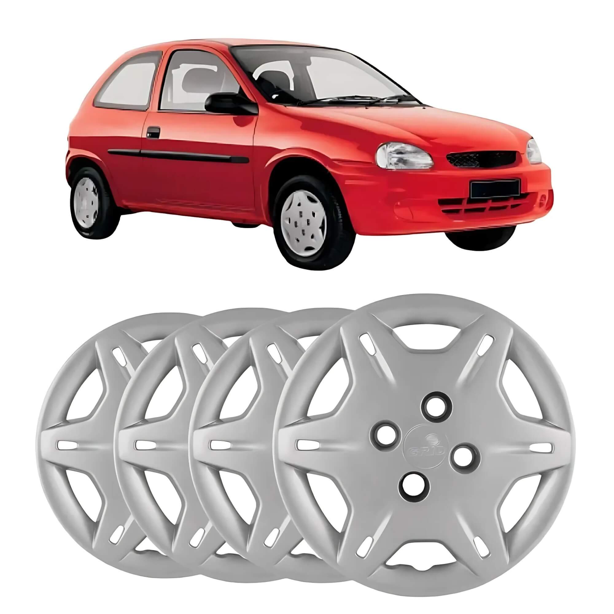 Calota Aro 13" Prata Mod Corsa Wind 2000 (Jogo c/ 4 Calotas) Grid - 004CB-PTA-E