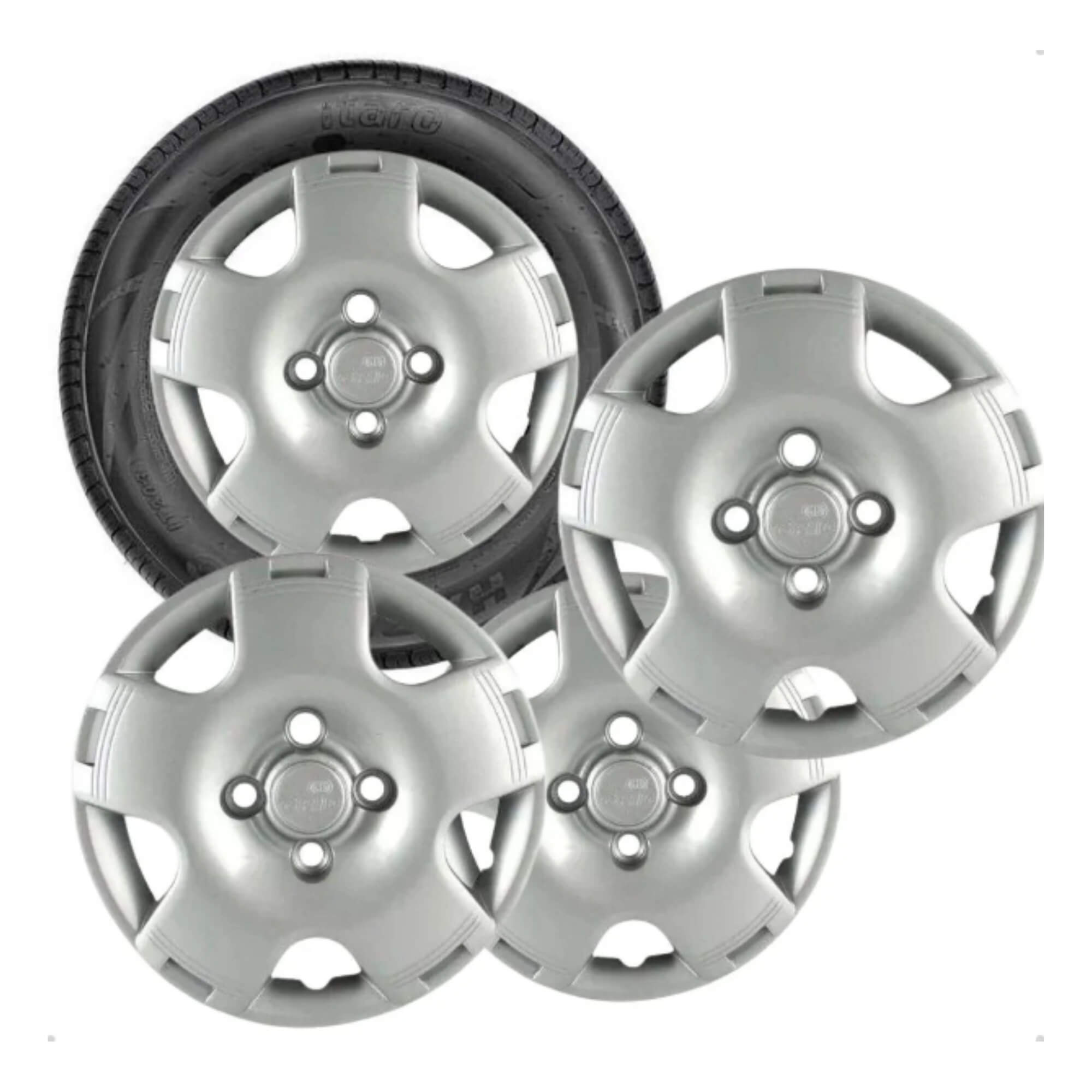 Calota Prata Aro 13" Gol G4 2006 Cubo Alto (Jogo c/ 4 Calotas) Grid - 060CA-PTA-E