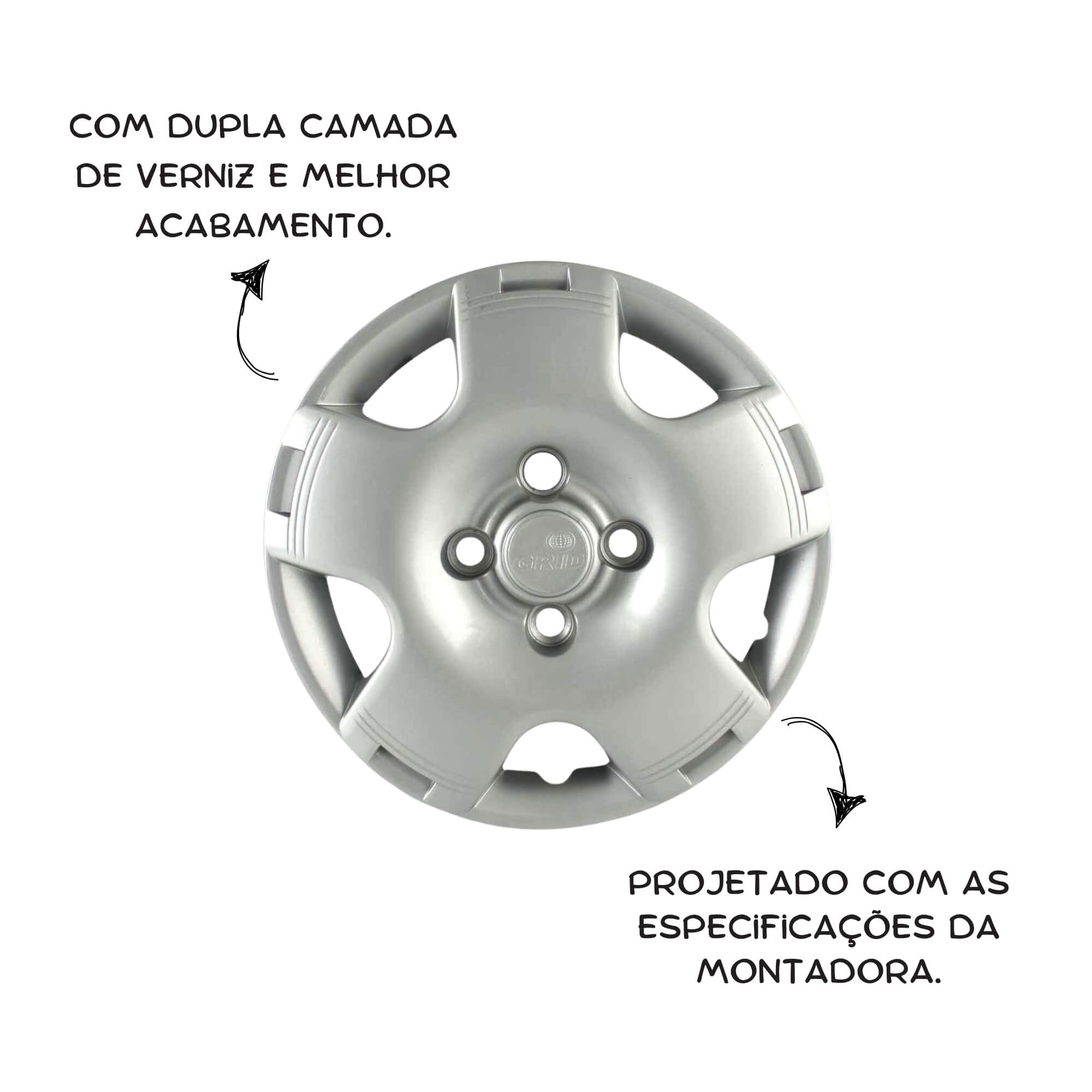 Calota Prata Aro 13" Gol G4 2006 Cubo Alto (Jogo c/ 4 Calotas) Grid - 060CA-PTA-E