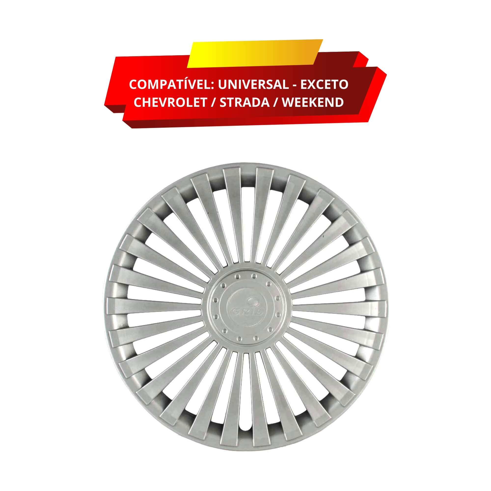 Calota Aro 14" cor Prata Modelo Europa (Jogo c/ 4 Calotas) Grid - 068AR-PTA-E