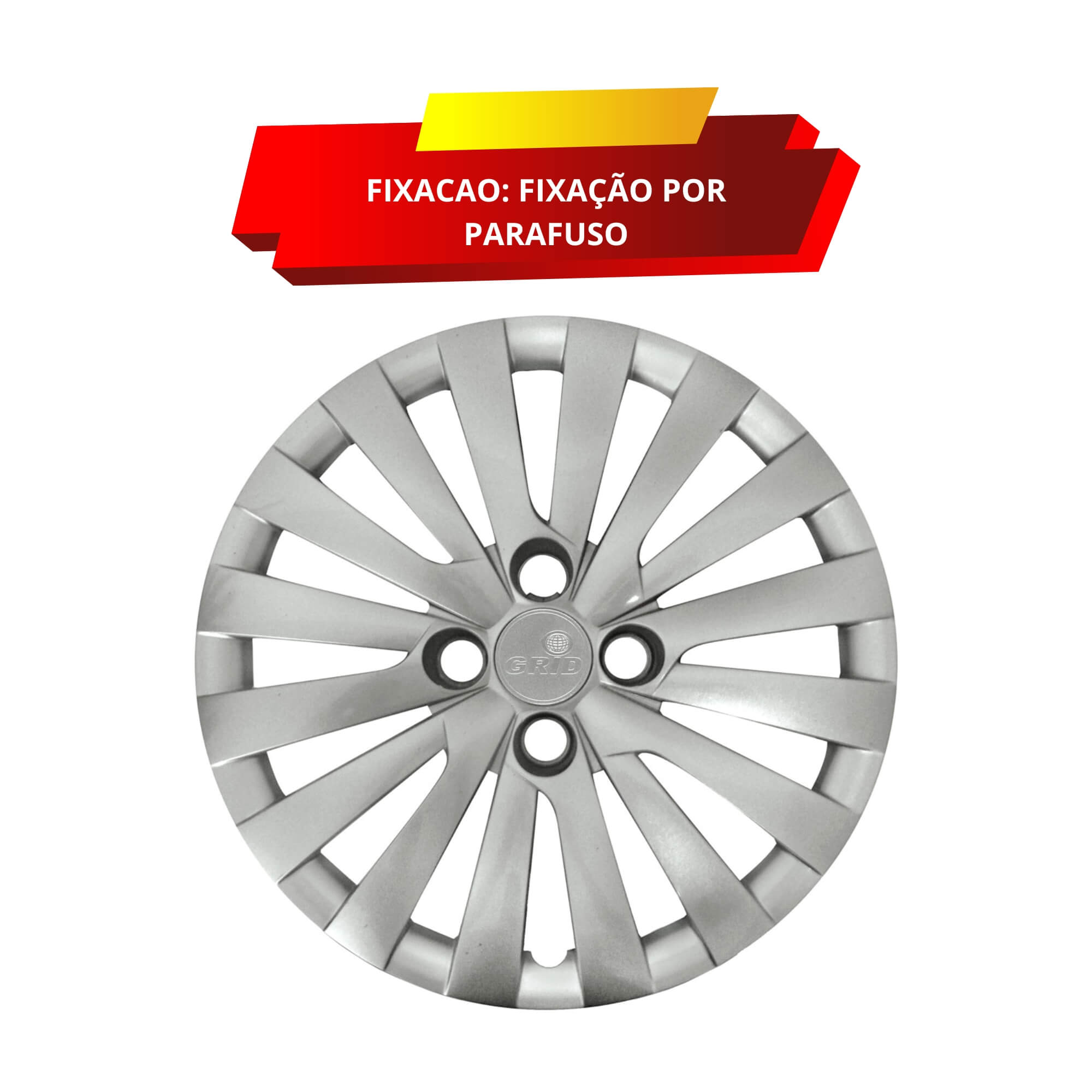 Calota Aro 14" cor Prata Modelo Gol/Voyage G5/G6 2014 (Jogo c/ 4 Calotas) Grid - 117CA-PTA-E