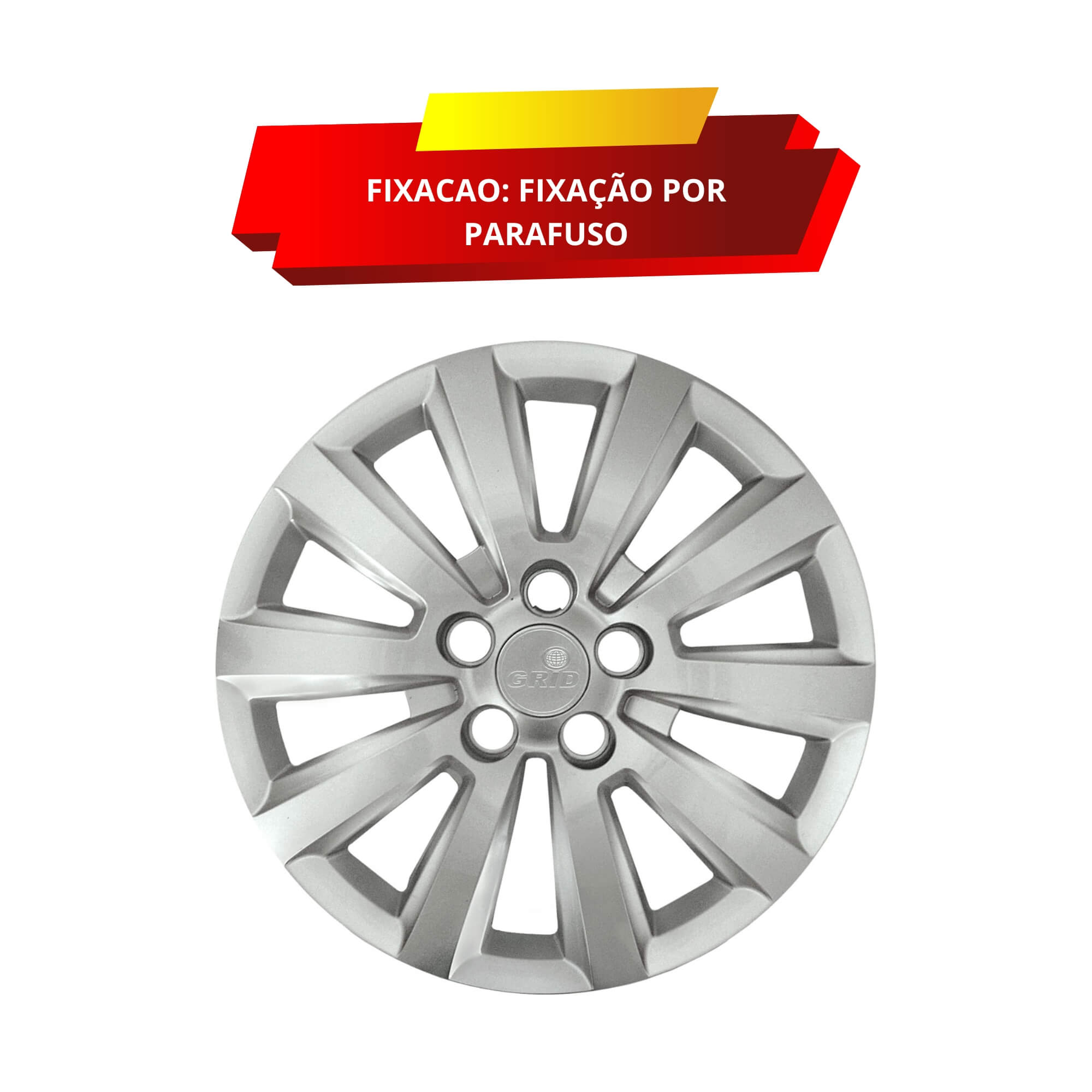 Calota Aro 15" cor Prata Modelo Fox/Space/Polo 2014 (Jogo c/ 4 Calotas) Grid - 119CP-PTA-E