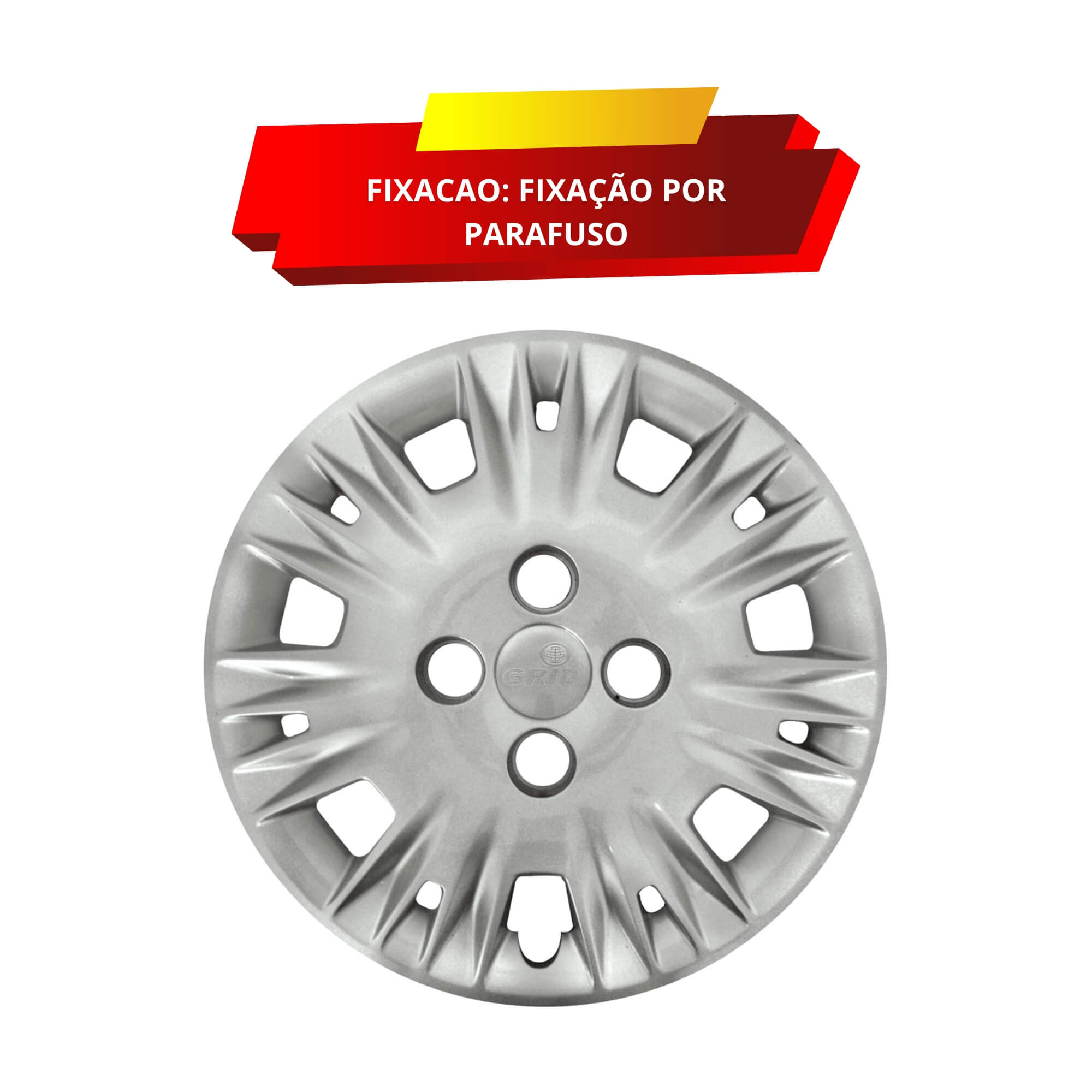 Calota Aro 15" cor Prata Modelo New Fiesta 2014/17 (Jogo c/ 4 Calotas) Grid - 123CP-PTA-E